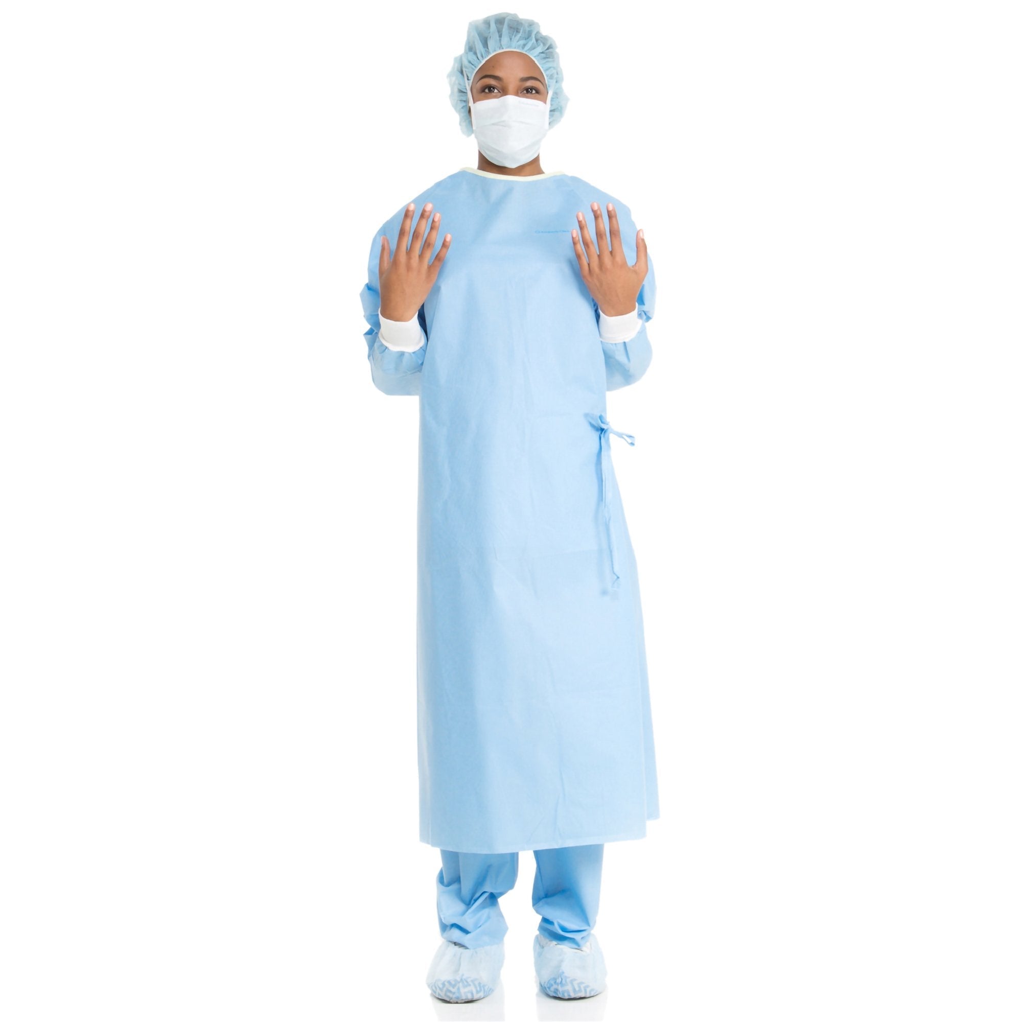 Non Reinforced Surgical Gown with Towel ULTRA Small Blue Sterile AAMI Level 3 Disposable