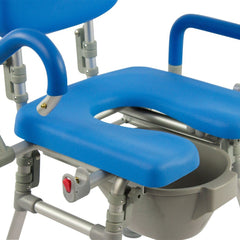 ultracommode™ foldable commode and shower chair soft warm padded portable and foldable xl toilet seat with open front