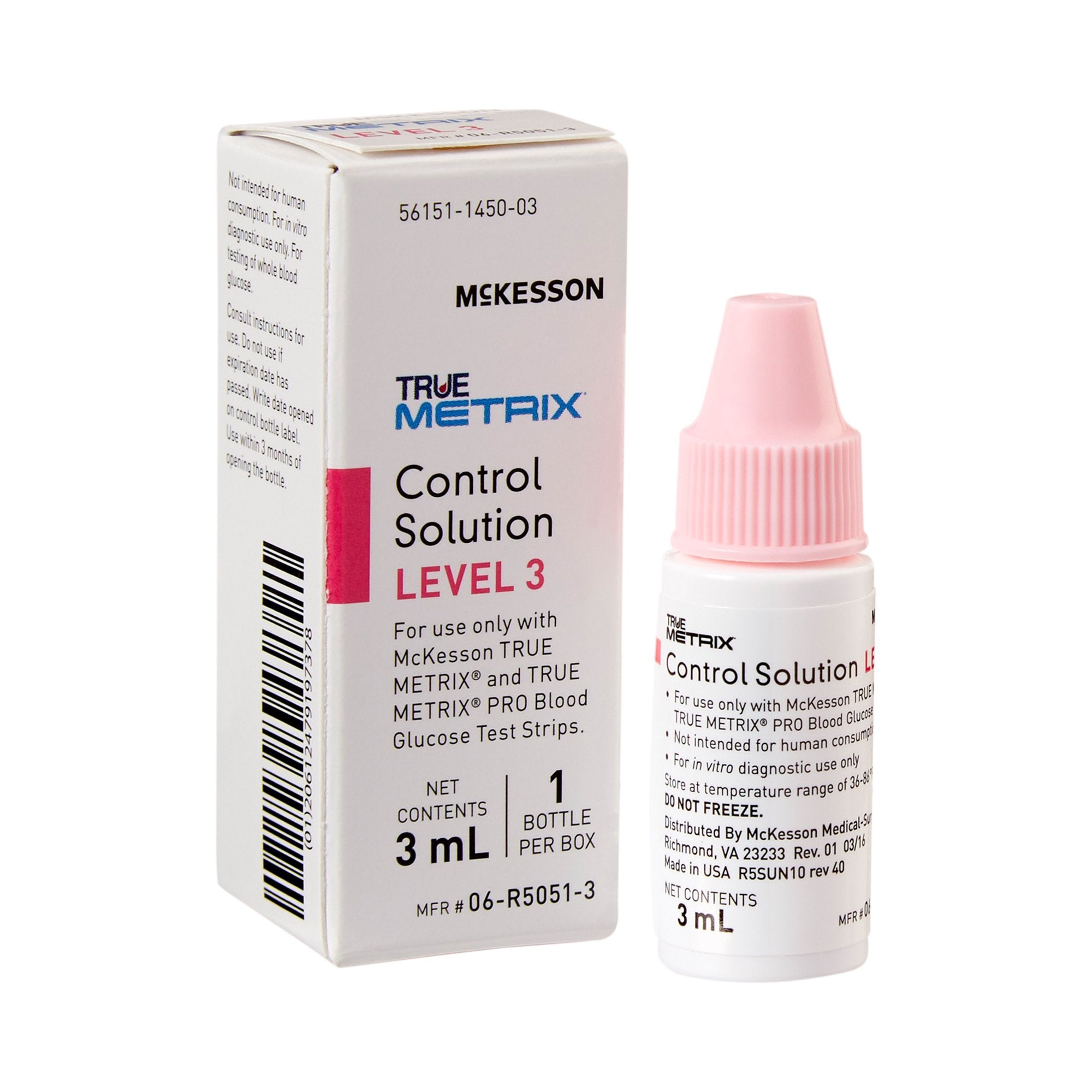 Blood Glucose Control Solution McKesson TRUE METRIX 3 mL Level 3, Packaging Type- Box