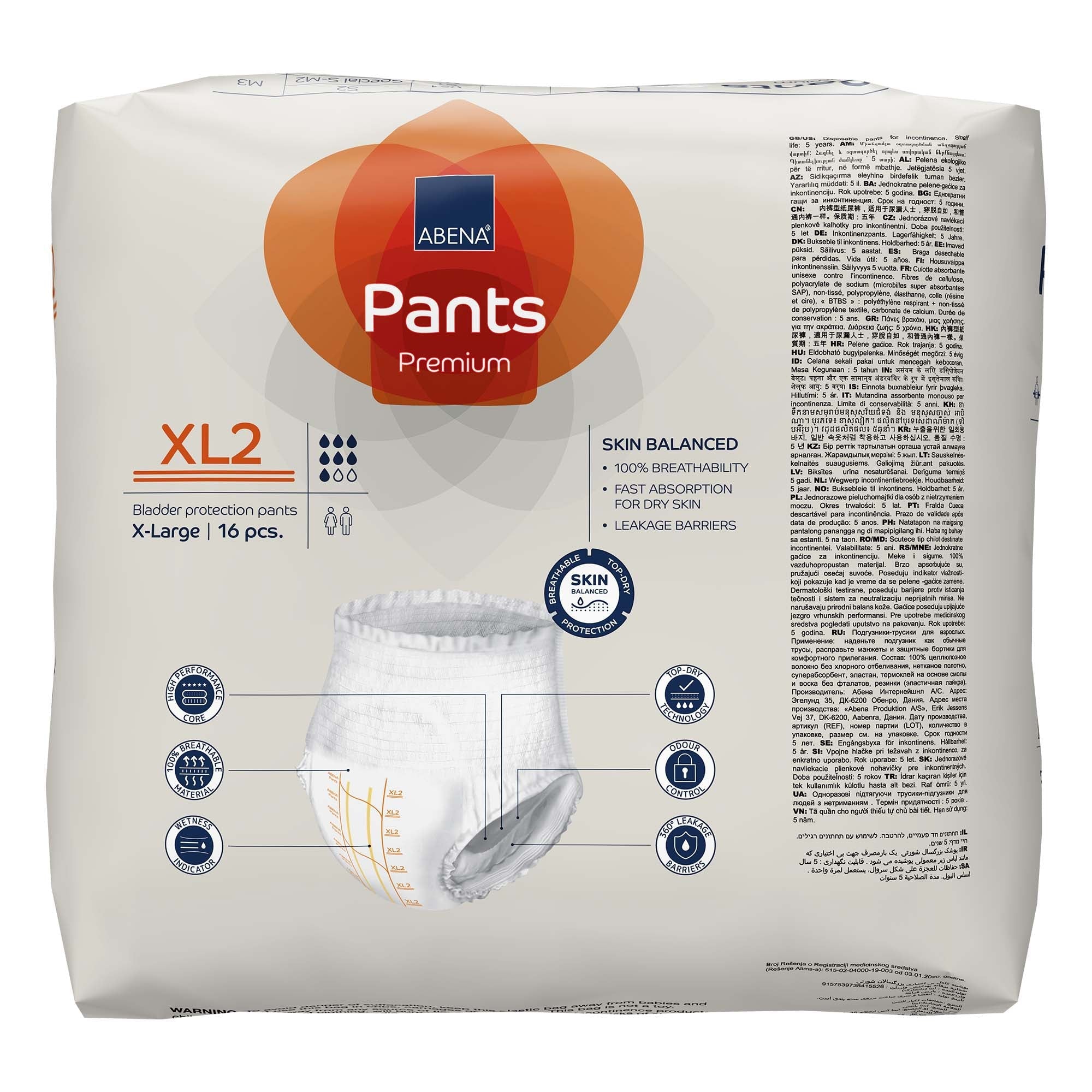unisex adult absorbent underwear abena premium pants xl2 pull on with tear away seams x large disposable heavy absorbency packaging type case