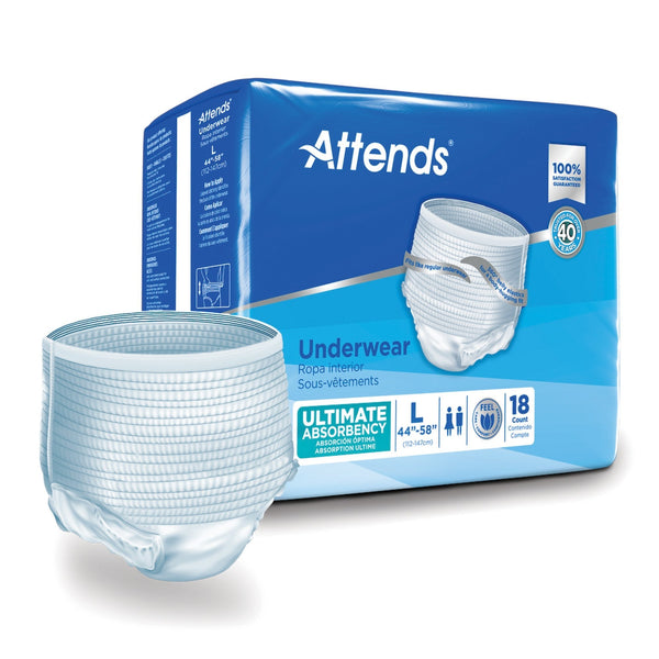 Unisex Adult Absorbent Underwear Attends Advanced Pull On with Tear Away Seams Large Disposable Heavy Absorbency