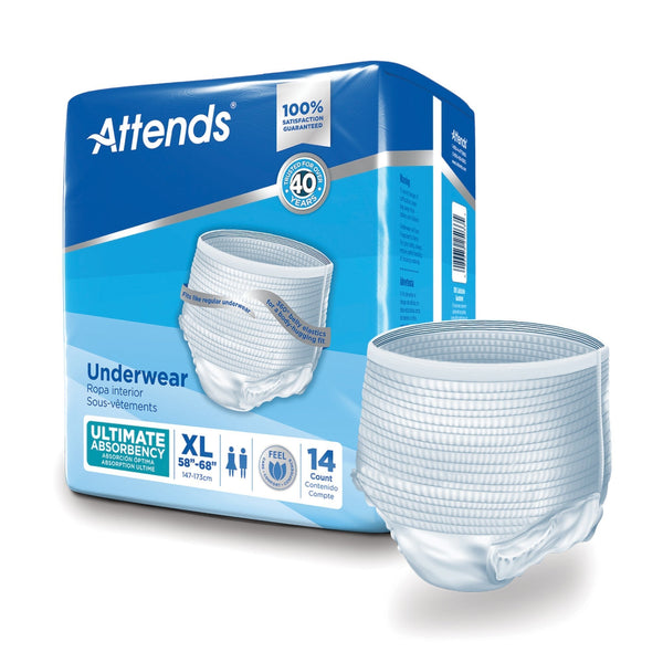 Unisex Adult Absorbent Underwear Attends Advanced Pull On with Tear Away Seams X Large Disposable Heavy Absorbency