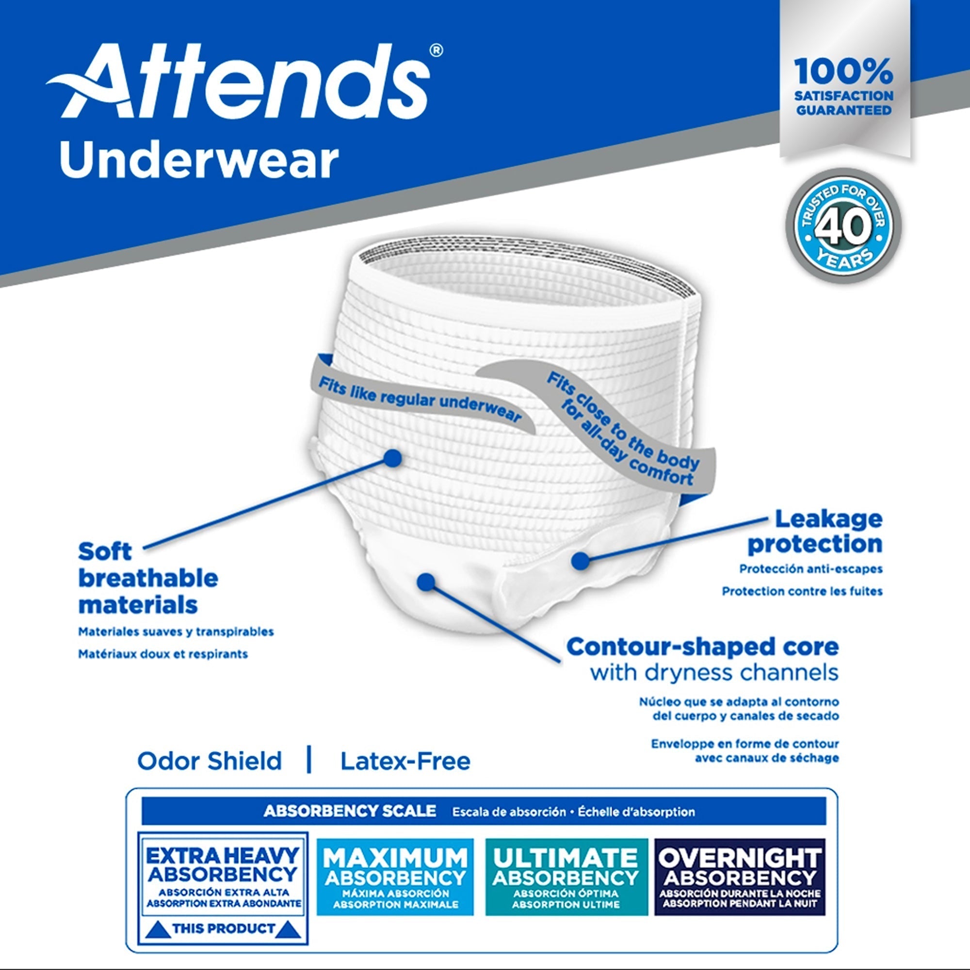 unisex adult absorbent underwear attends care pull on with tear away seams large disposable heavy absorbency packaging type case