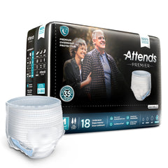 unisex adult absorbent underwear attends premier pull on with tear away seams medium disposable heavy absorbency packaging type case