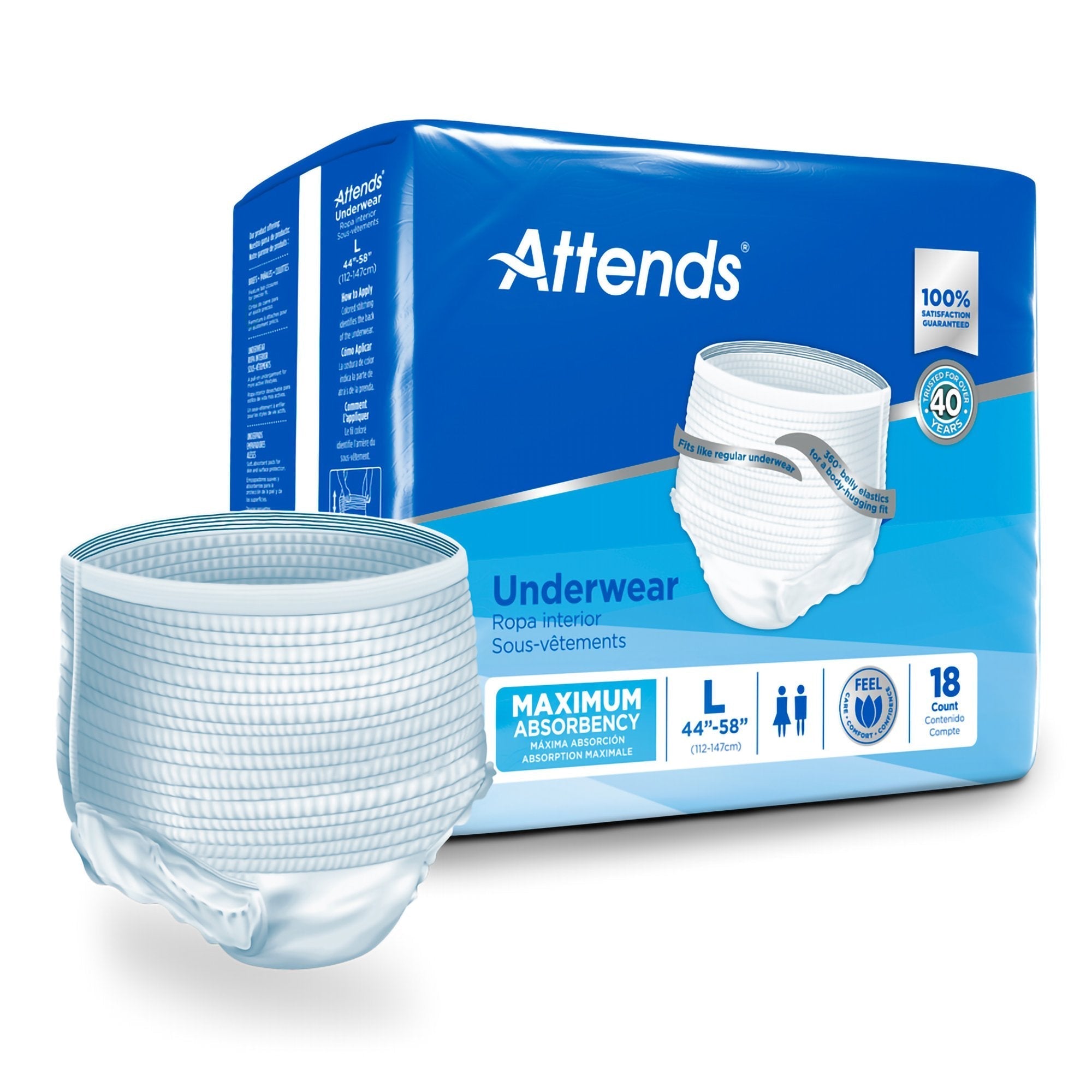 Unisex Adult Absorbent Underwear Attends Pull On with Tear Away Seams Large Disposable Heavy Absorbency