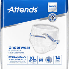 unisex adult absorbent underwear attends pull on with tear away seams x large disposable heavy absorbency packaging type case