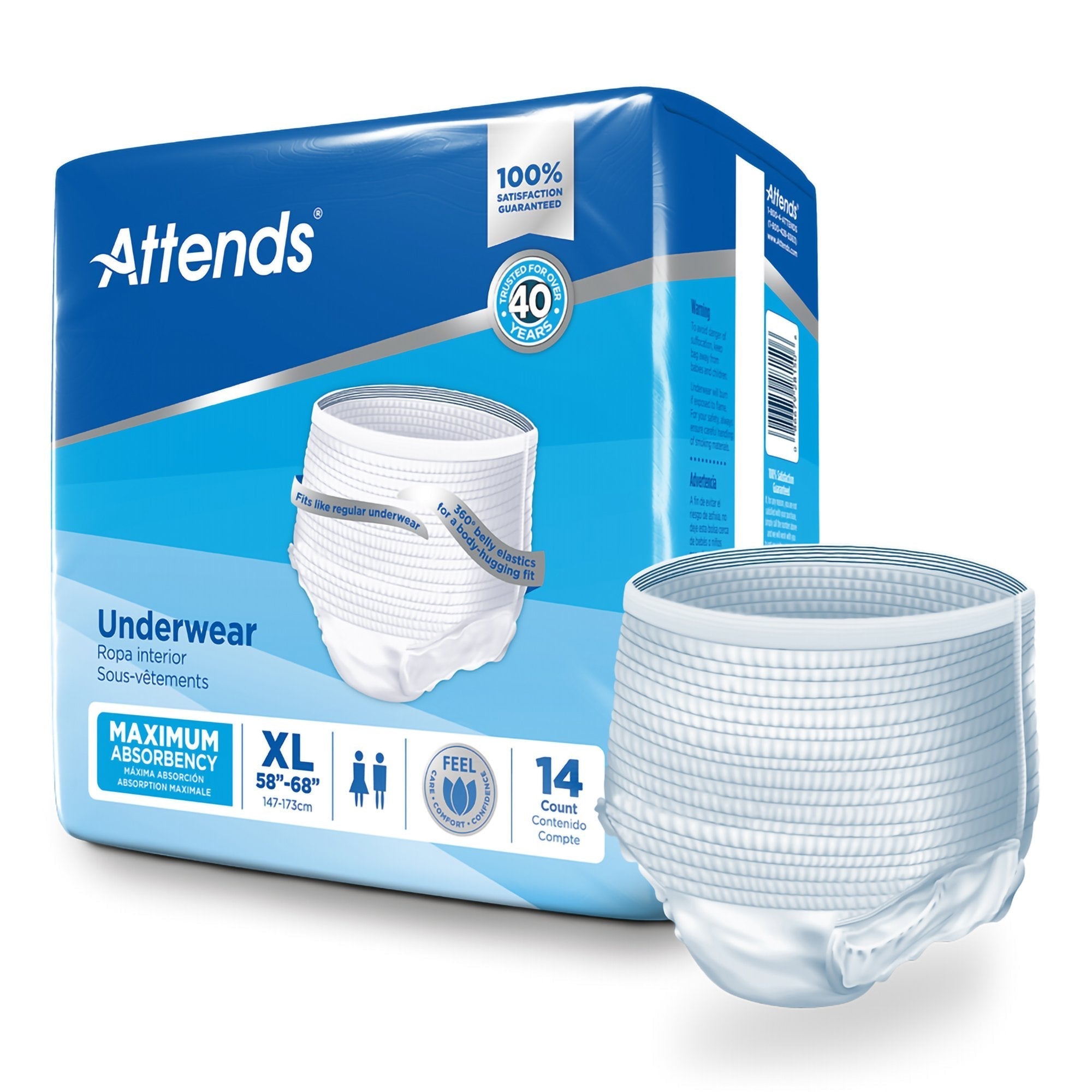 Unisex Adult Absorbent Underwear Attends Pull On with Tear Away Seams X Large Disposable Heavy Absorbency