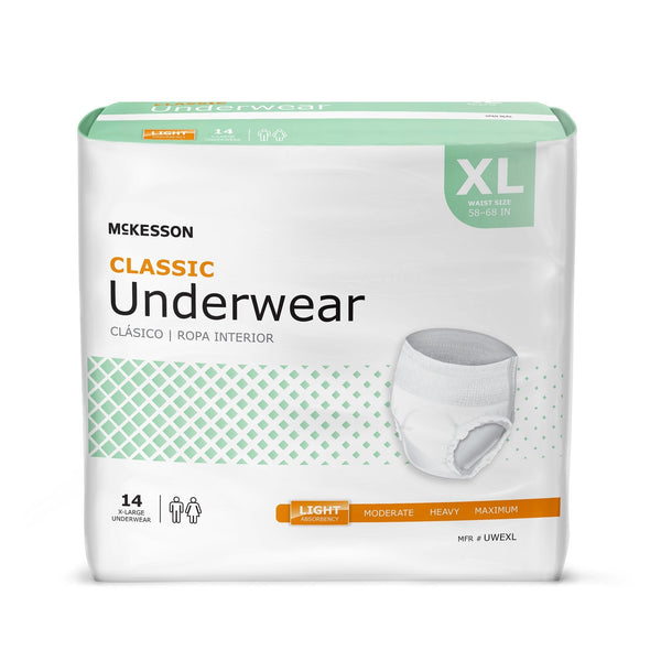 Unisex Adult Absorbent Underwear McKesson Classic Pull On with Tear Away Seams X Large Disposable Light Absorbency