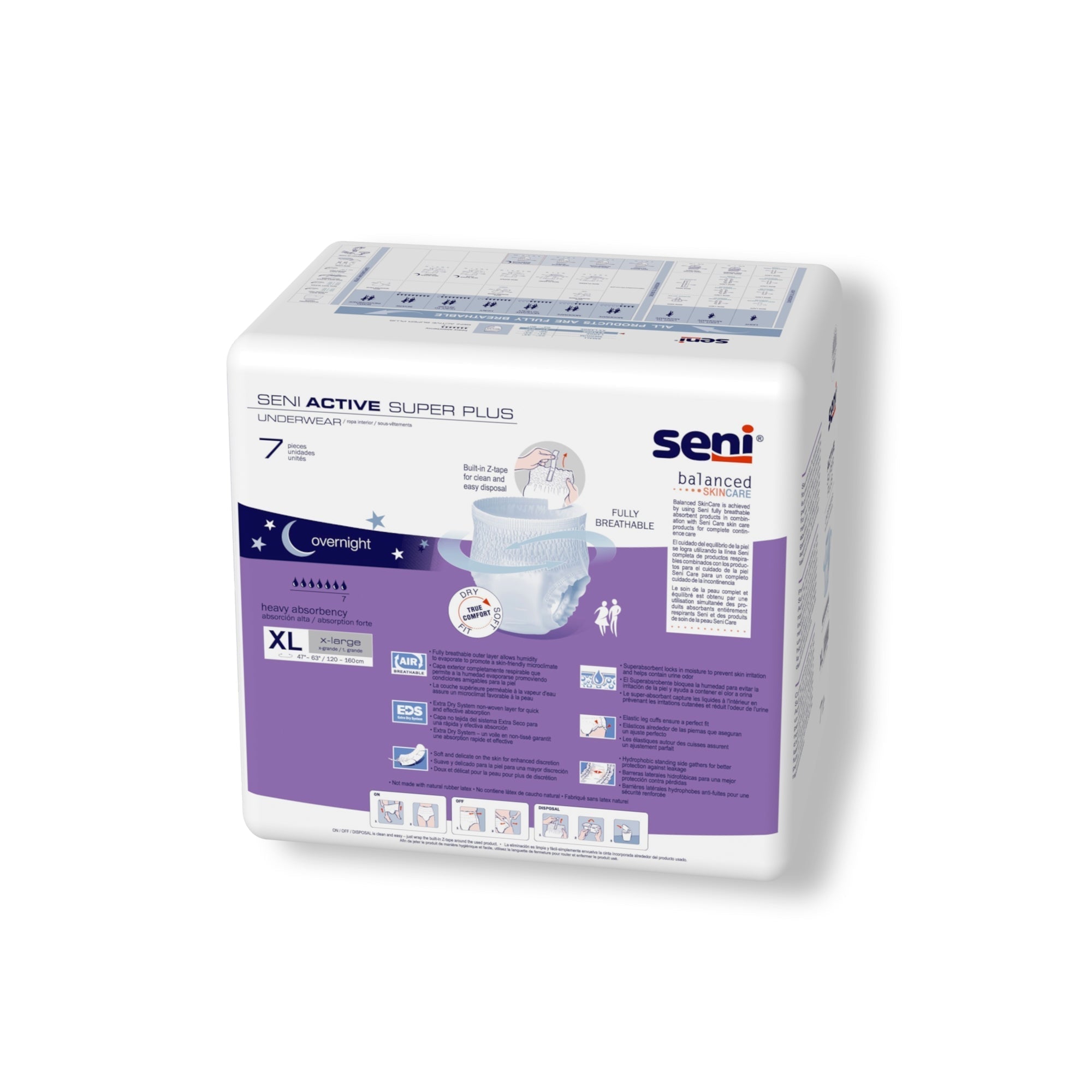 unisex adult absorbent underwear seni active super plus pull on with tear away seams x large disposable heavy absorbency packaging type case