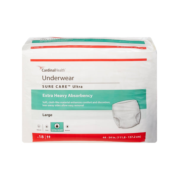 Unisex Adult Absorbent Underwear Sure Care Ultra Pull On with Tear Away Seams Large Disposable Heavy Absorbency