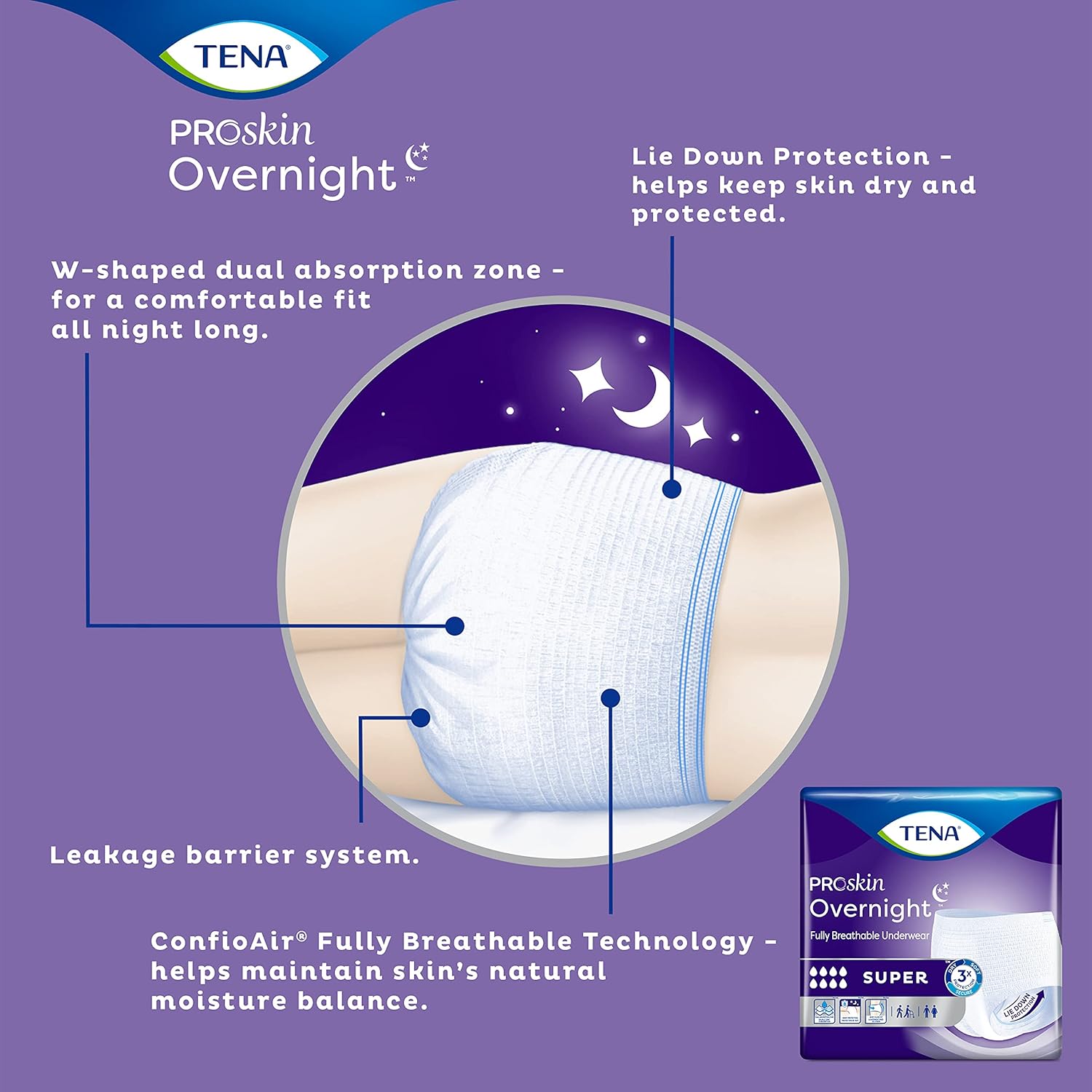 unisex adult absorbent underwear tena proskin overnight super pull on with tear away seams x large disposable heavy absorbency packaging type case