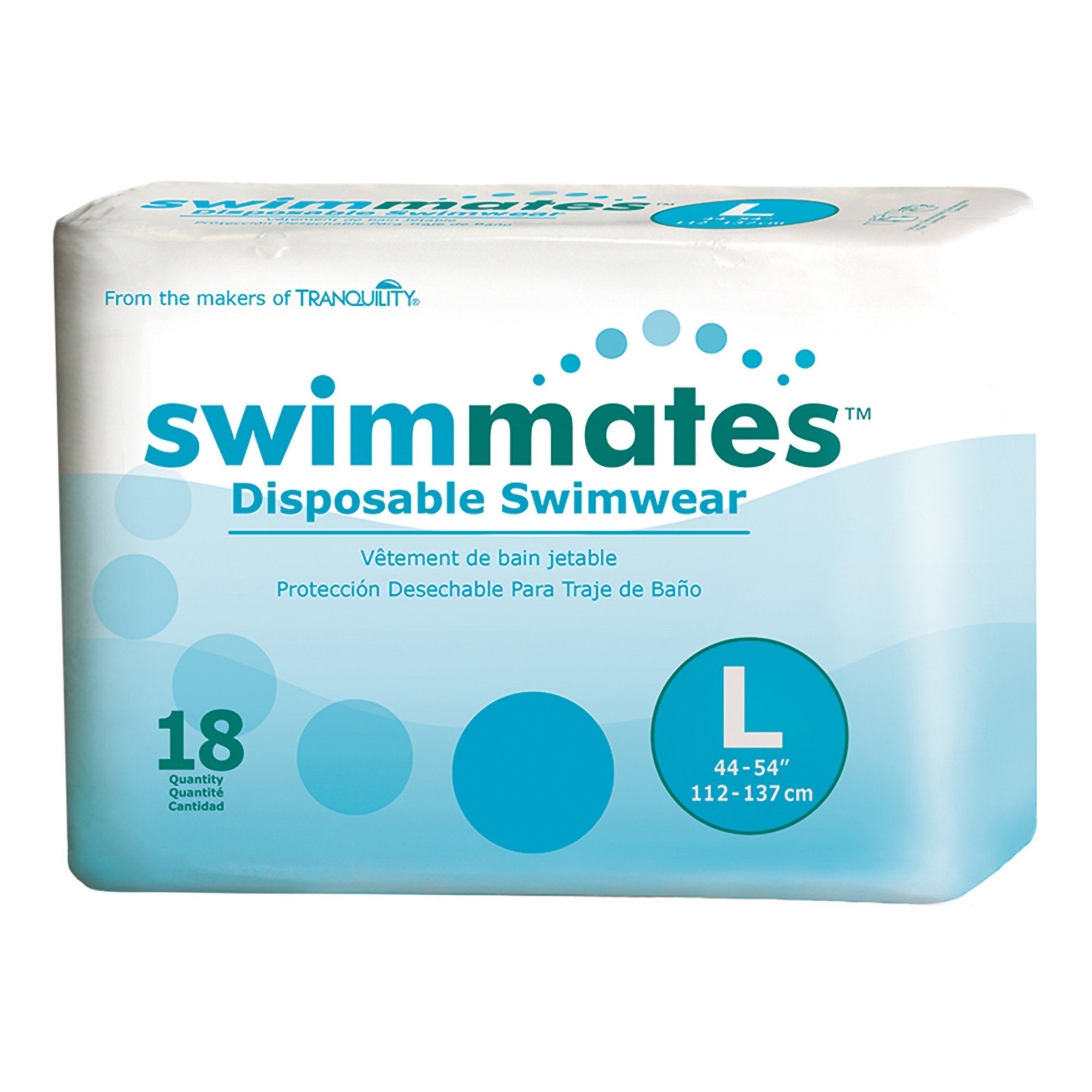 Unisex Adult Bowel Containment Swim Brief Swimmates Pull On with Tear Away Seams Large Disposable Moderate Absorbency