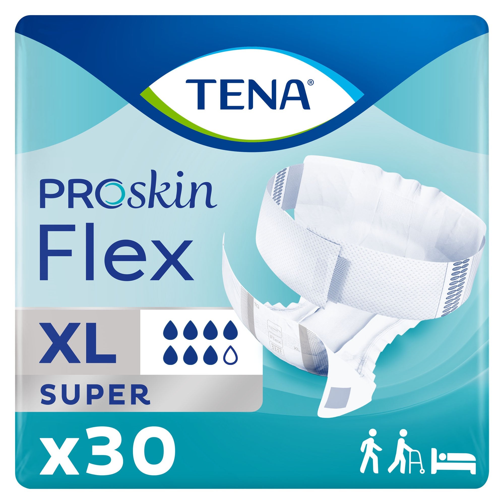 Unisex Adult Incontinence Belted Undergarment TENA ProSkin Flex Super Size 20 Disposable Heavy Absorbency