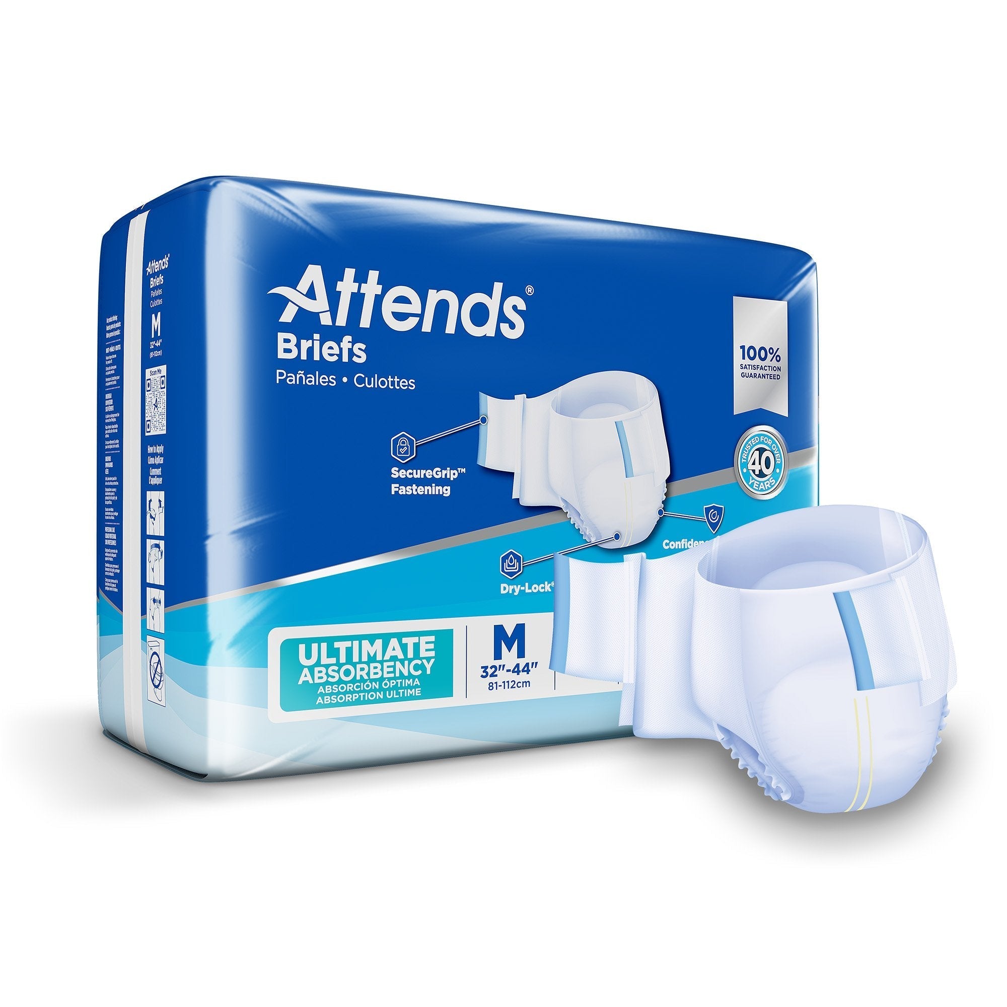 Unisex Adult Incontinence Brief Attends Advanced Medium Disposable Heavy Absorbency