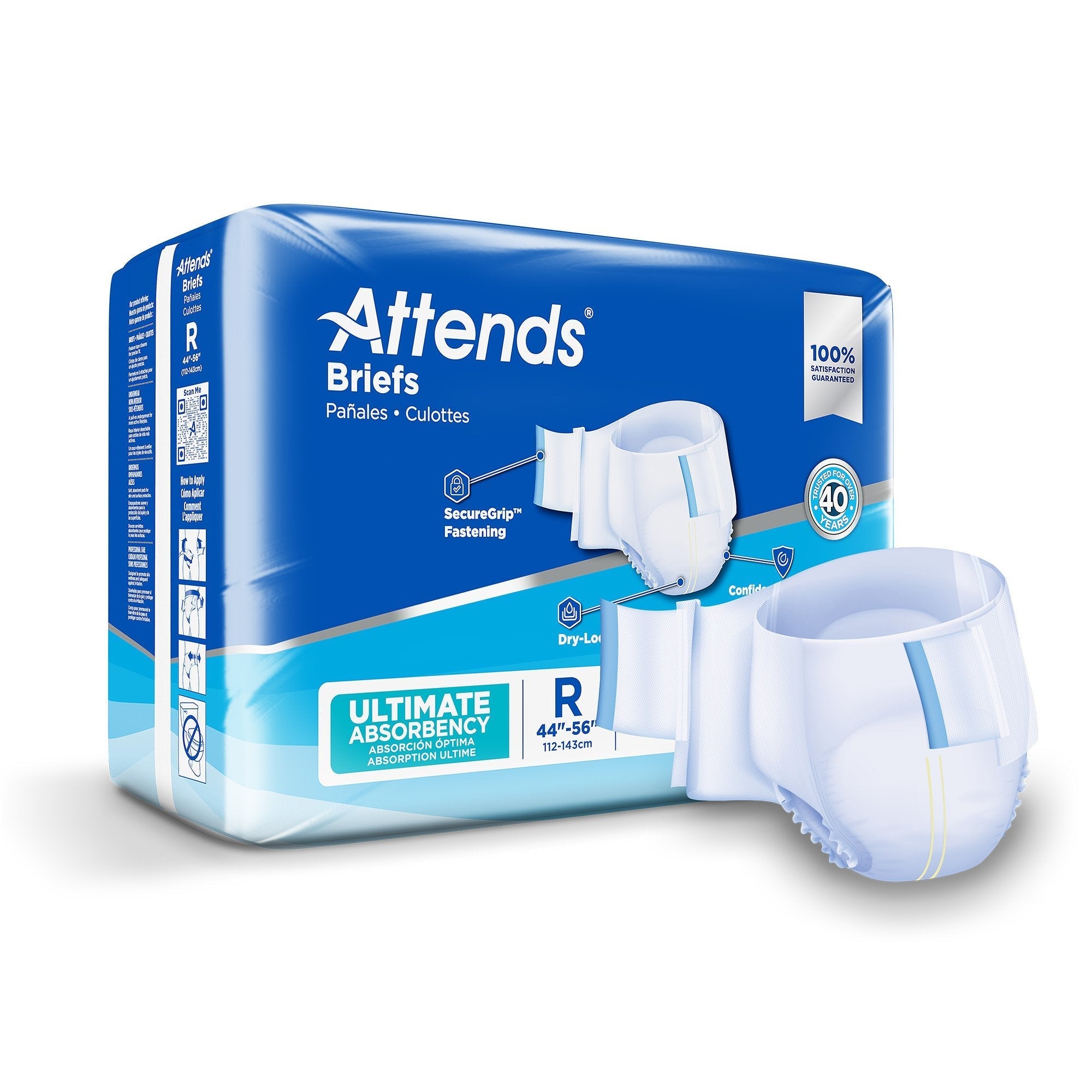 Unisex Adult Incontinence Brief Attends Advanced Regular Disposable Heavy Absorbency