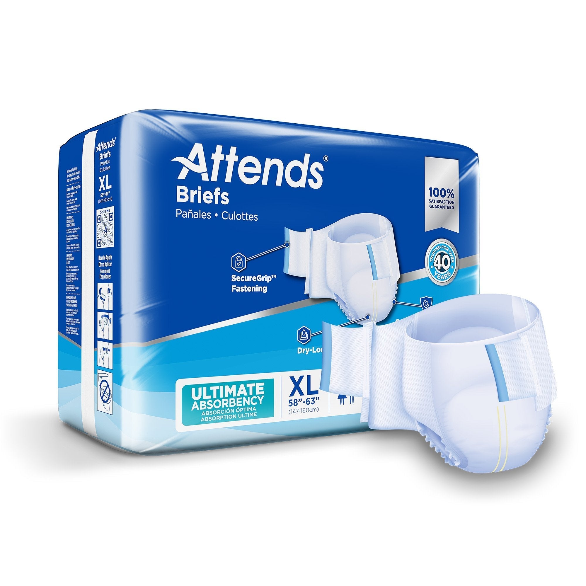 Unisex Adult Incontinence Brief Attends Advanced X Large Disposable Heavy Absorbency