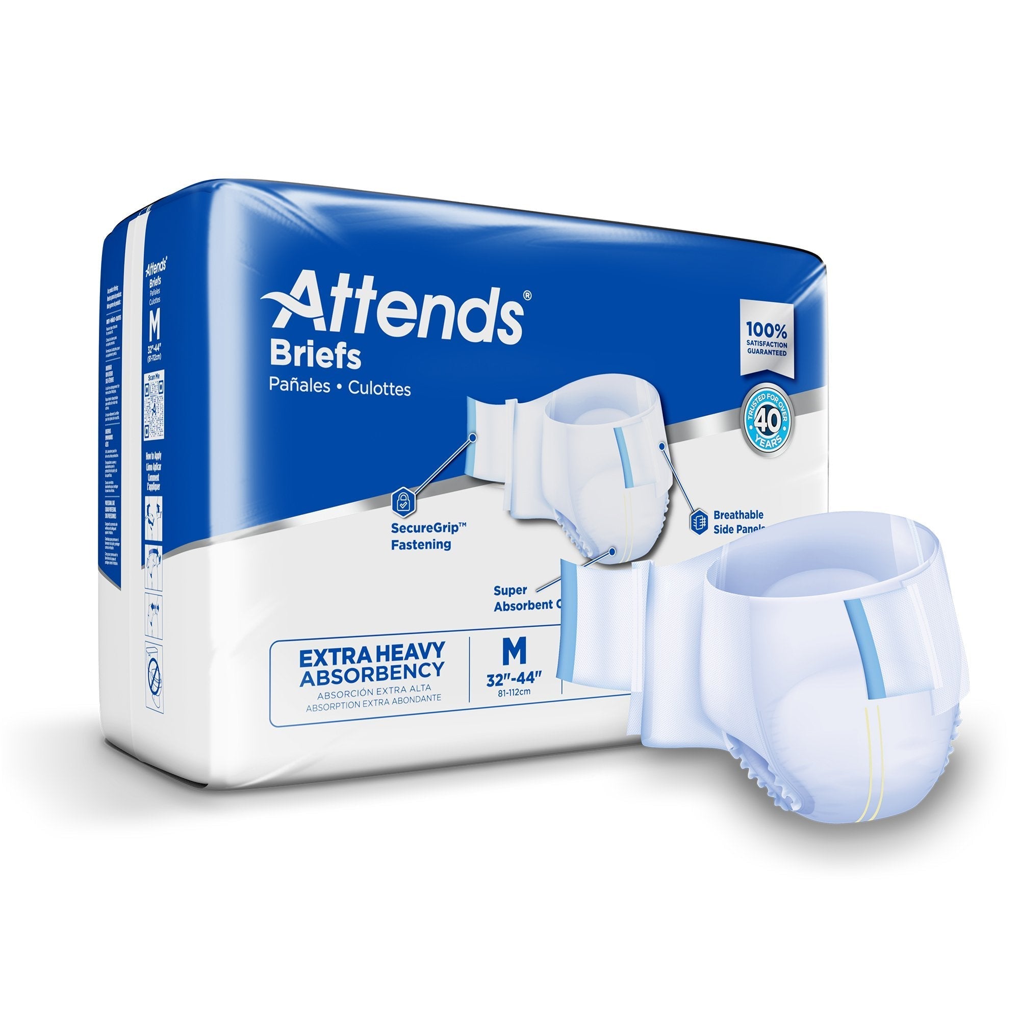 Unisex Adult Incontinence Brief Attends Care Advanced Medium Disposable Heavy Absorbency