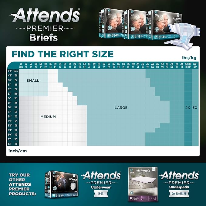 unisex adult incontinence brief attends premier large disposable heavy absorbency packaging type case