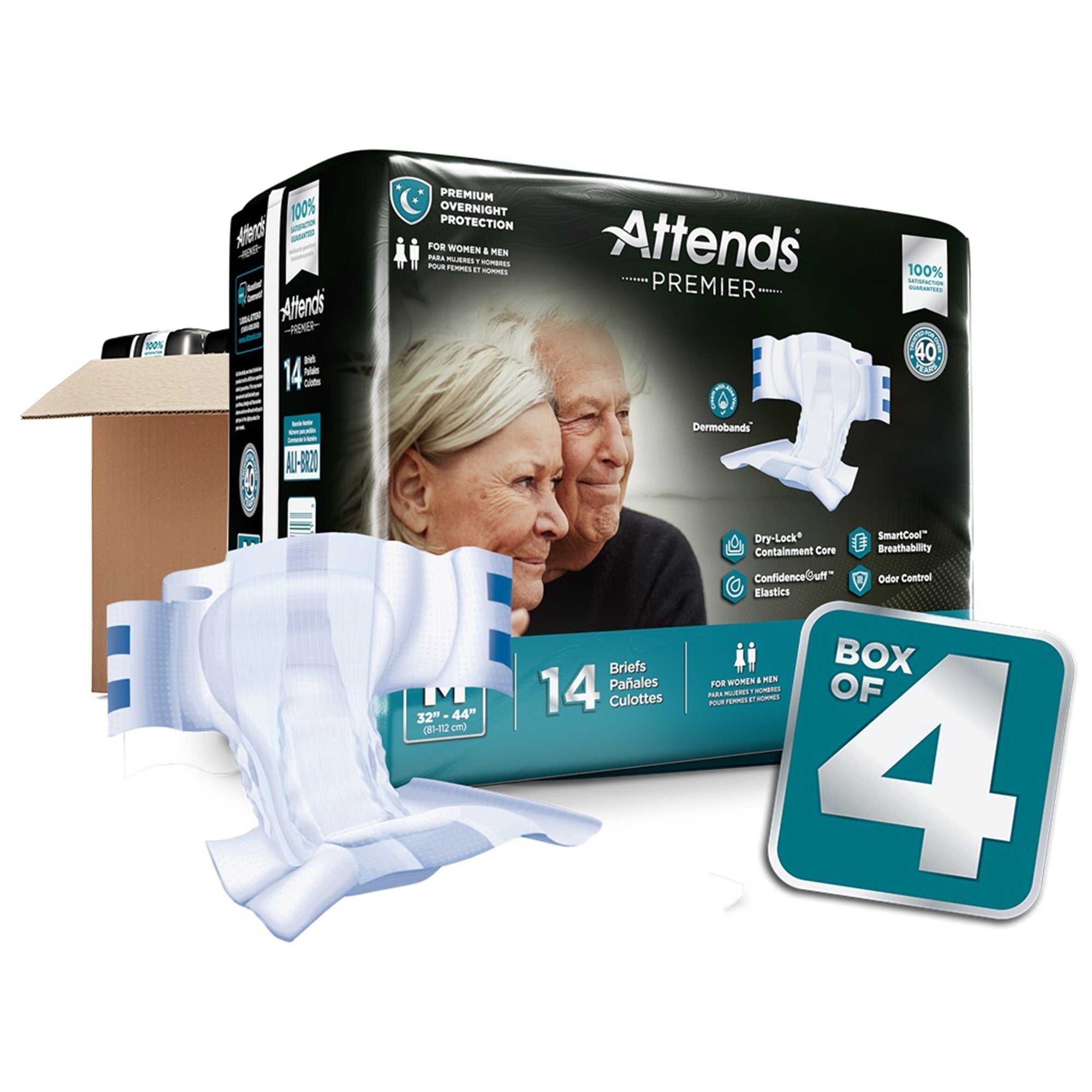 unisex adult incontinence brief attends premier medium disposable heavy absorbency packaging type case