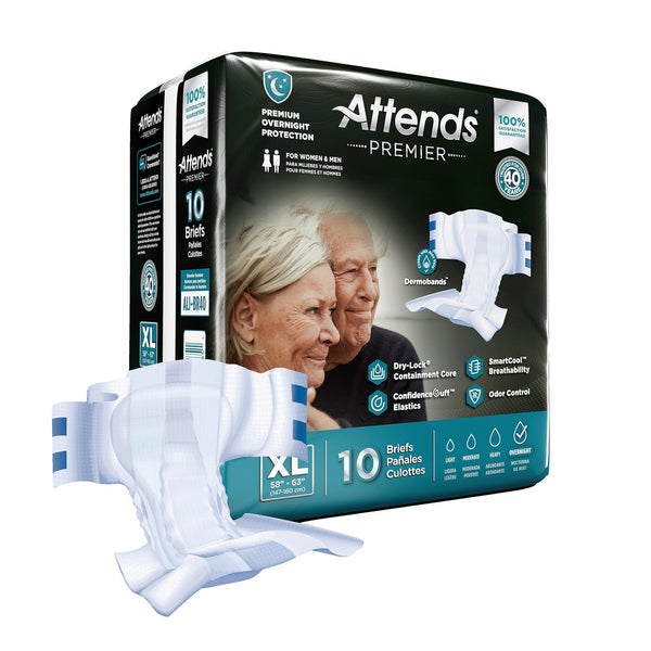 Unisex Adult Incontinence Brief Attends Premier X Large Disposable Heavy Absorbency
