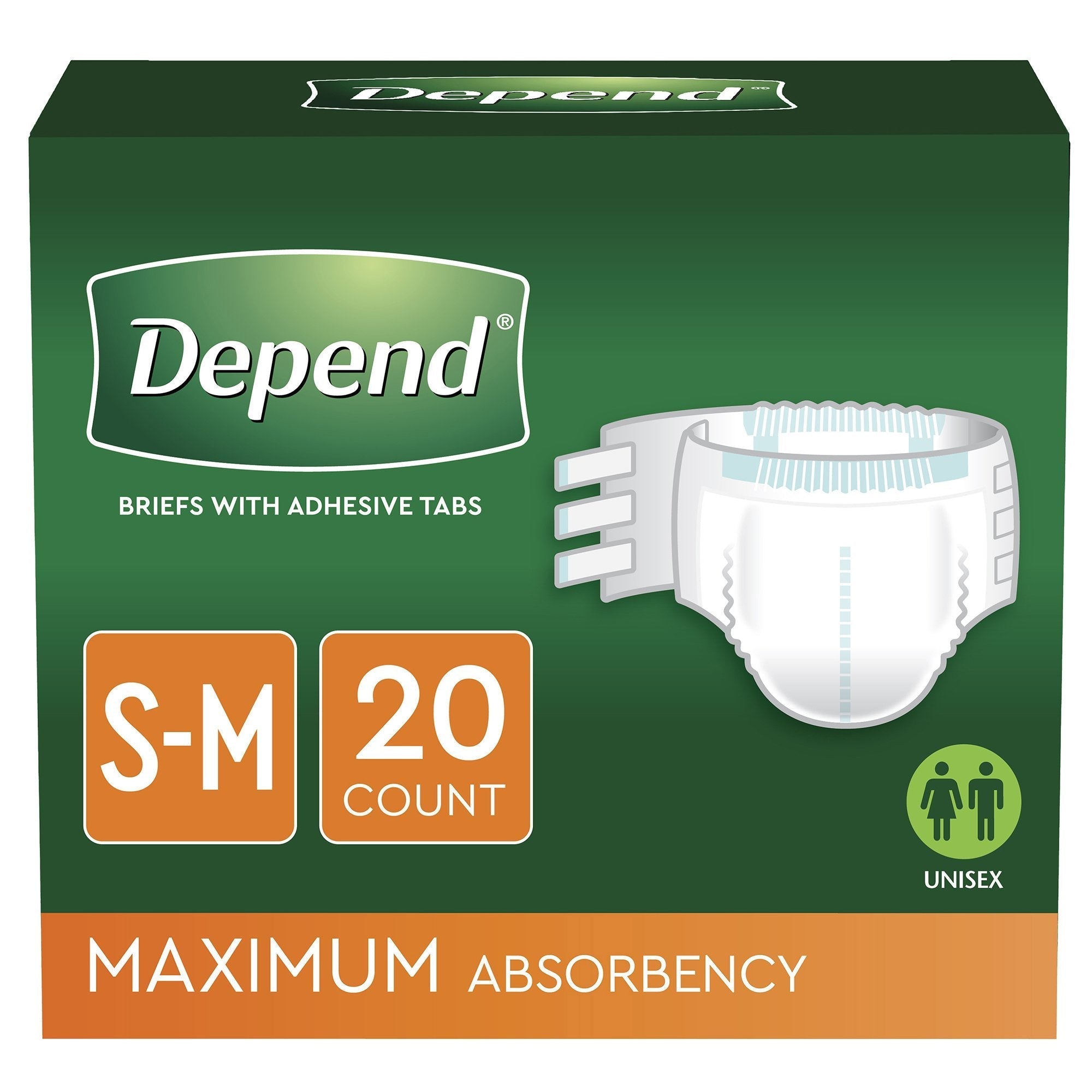 Unisex Adult Incontinence Brief Depend Small / Medium Disposable Heavy Absorbency