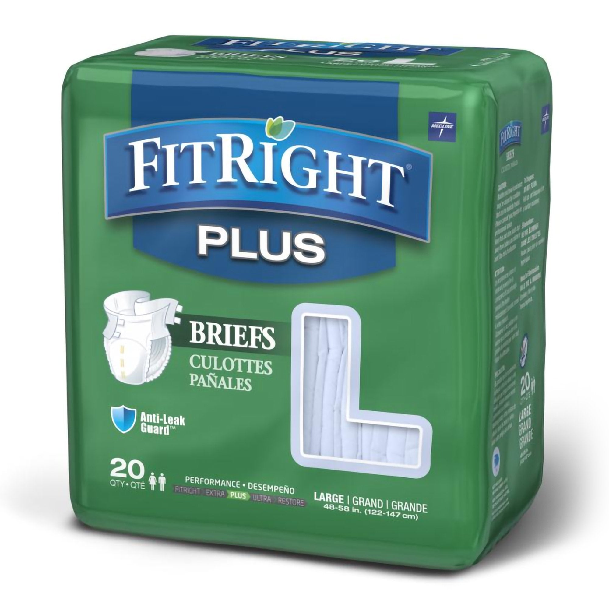Unisex Adult Incontinence Brief FitRight Plus Large Disposable Moderate Absorbency