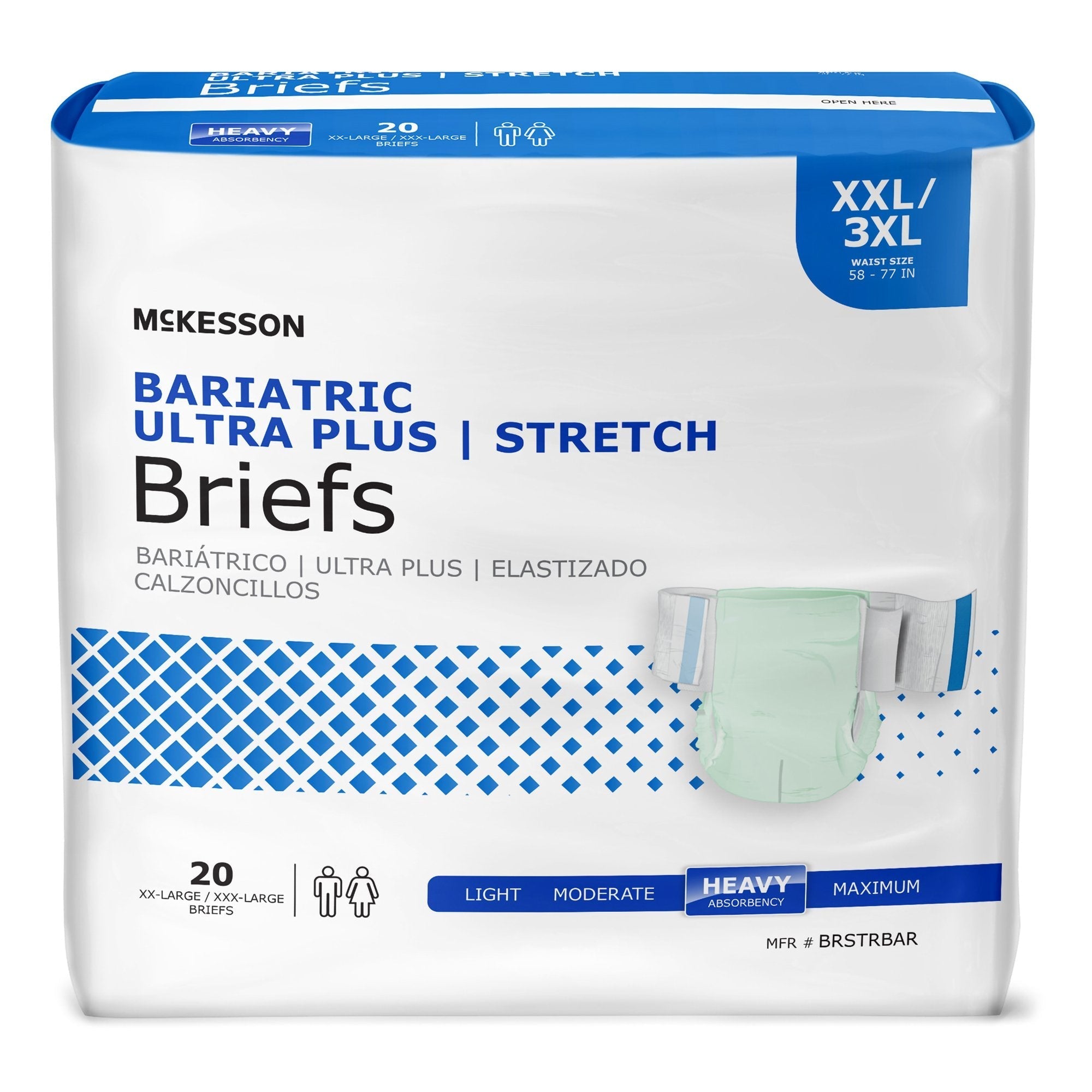 Unisex Adult Incontinence Brief McKesson Ultra Plus Stretch 2X Large / 3X Large Disposable Heavy Absorbency
