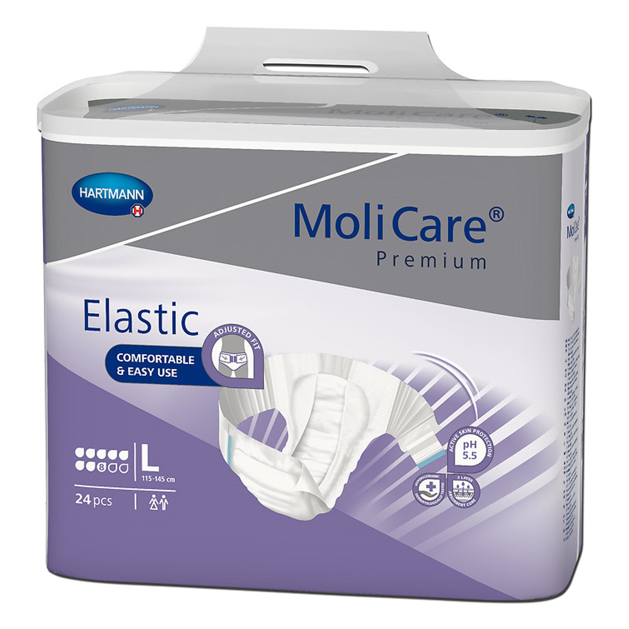 Unisex Adult Incontinence Brief MoliCare Premium Elastic 8D Large Disposable Heavy Absorbency