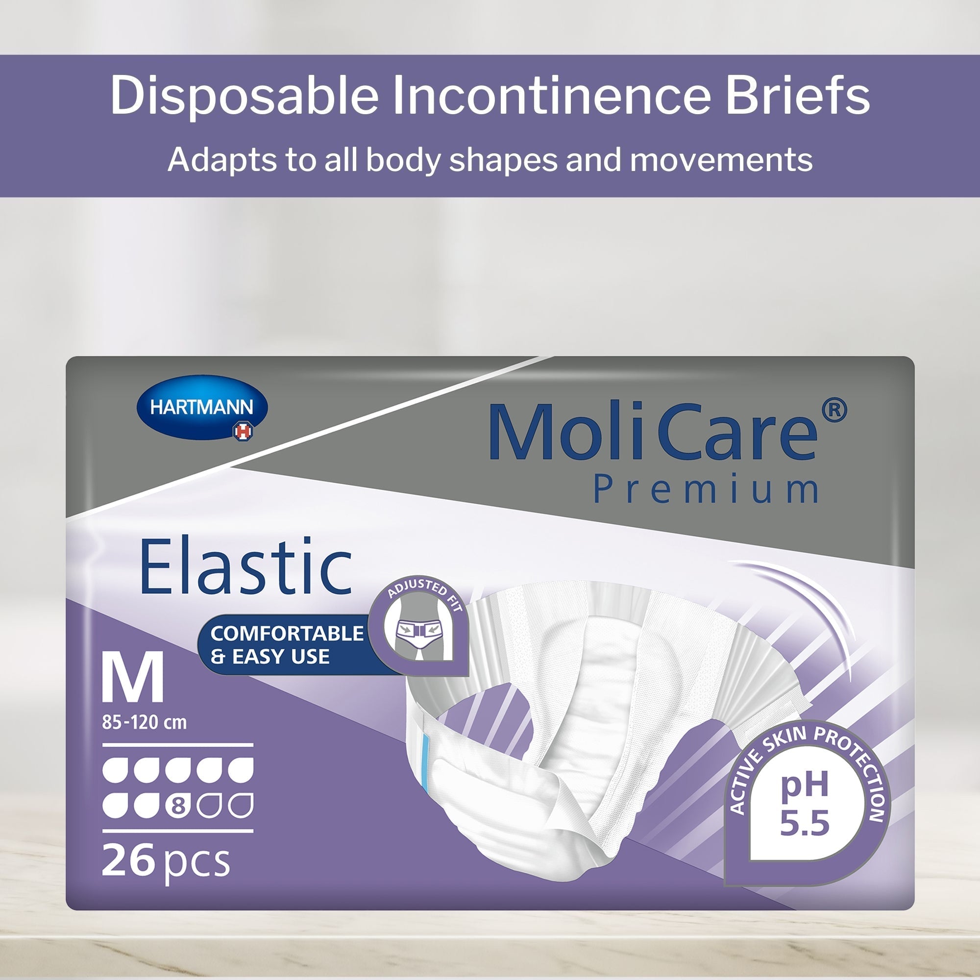 unisex adult incontinence brief molicare premium elastic 8d medium disposable heavy absorbency packaging type case
