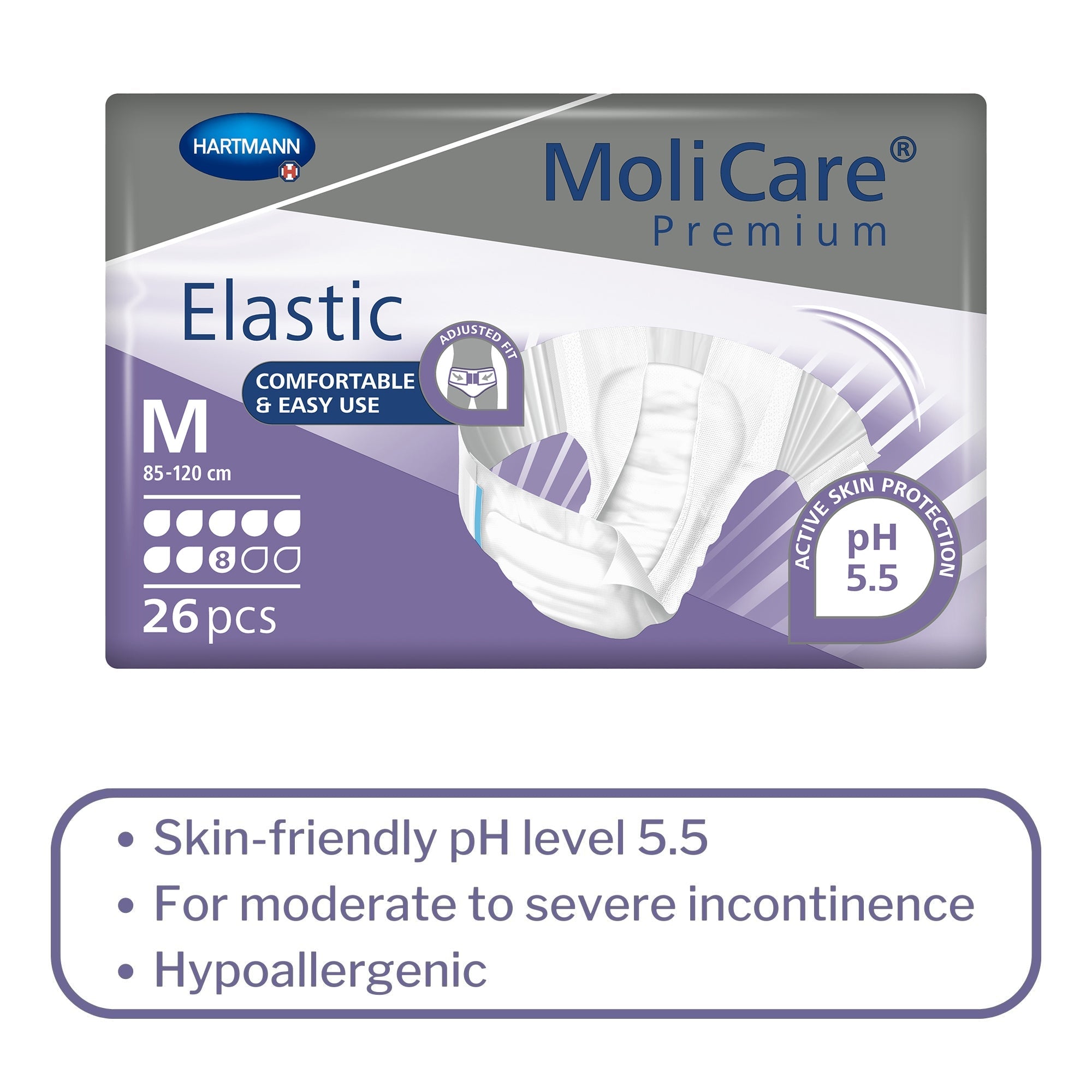 unisex adult incontinence brief molicare premium elastic 8d medium disposable heavy absorbency packaging type case