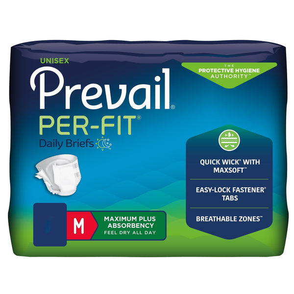 Unisex Adult Incontinence Brief Prevail Per Fit Maximum Plus Medium Disposable Heavy Absorbency
