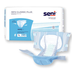 unisex adult incontinence brief seni classic plus large disposable moderate absorbency packaging type case