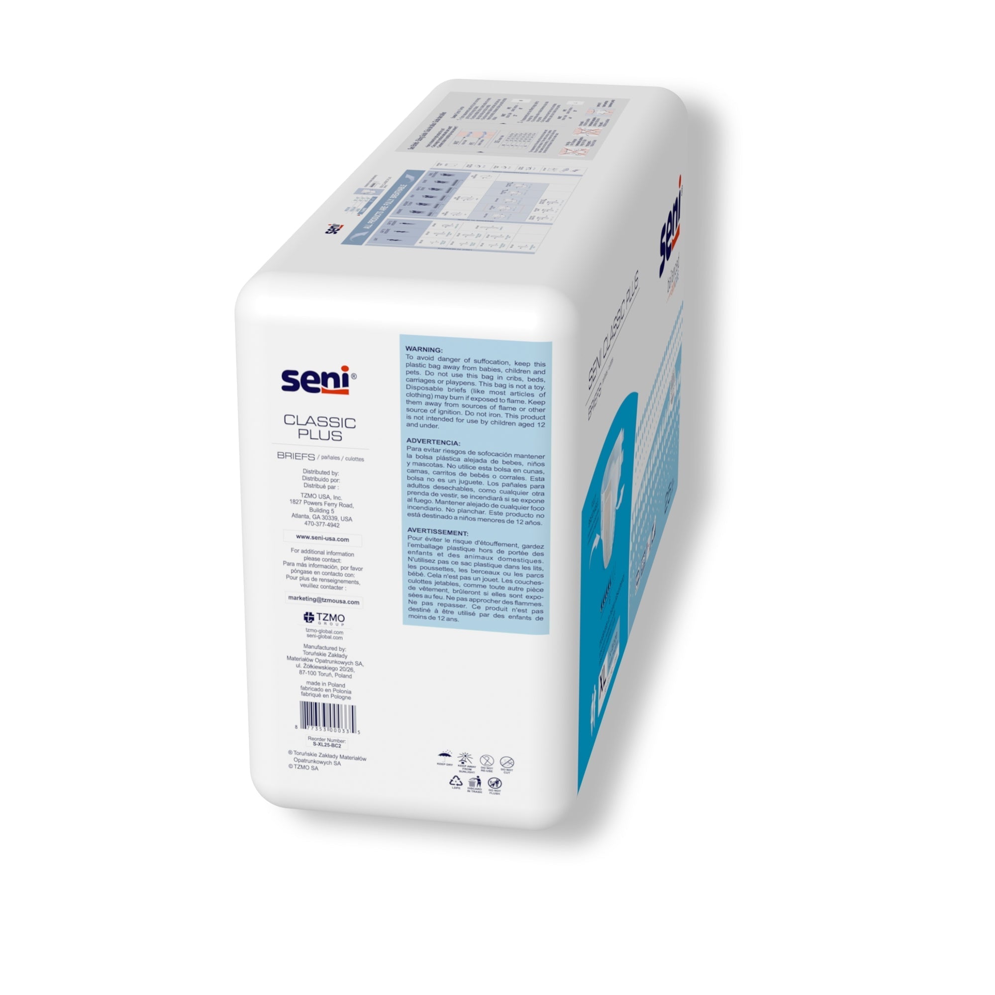 unisex adult incontinence brief seni classic plus x large disposable moderate absorbency packaging type case