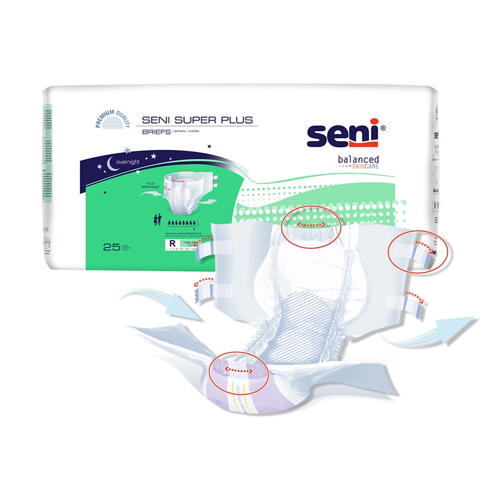 unisex adult incontinence brief seni super plus medium disposable heavy absorbency packaging type case