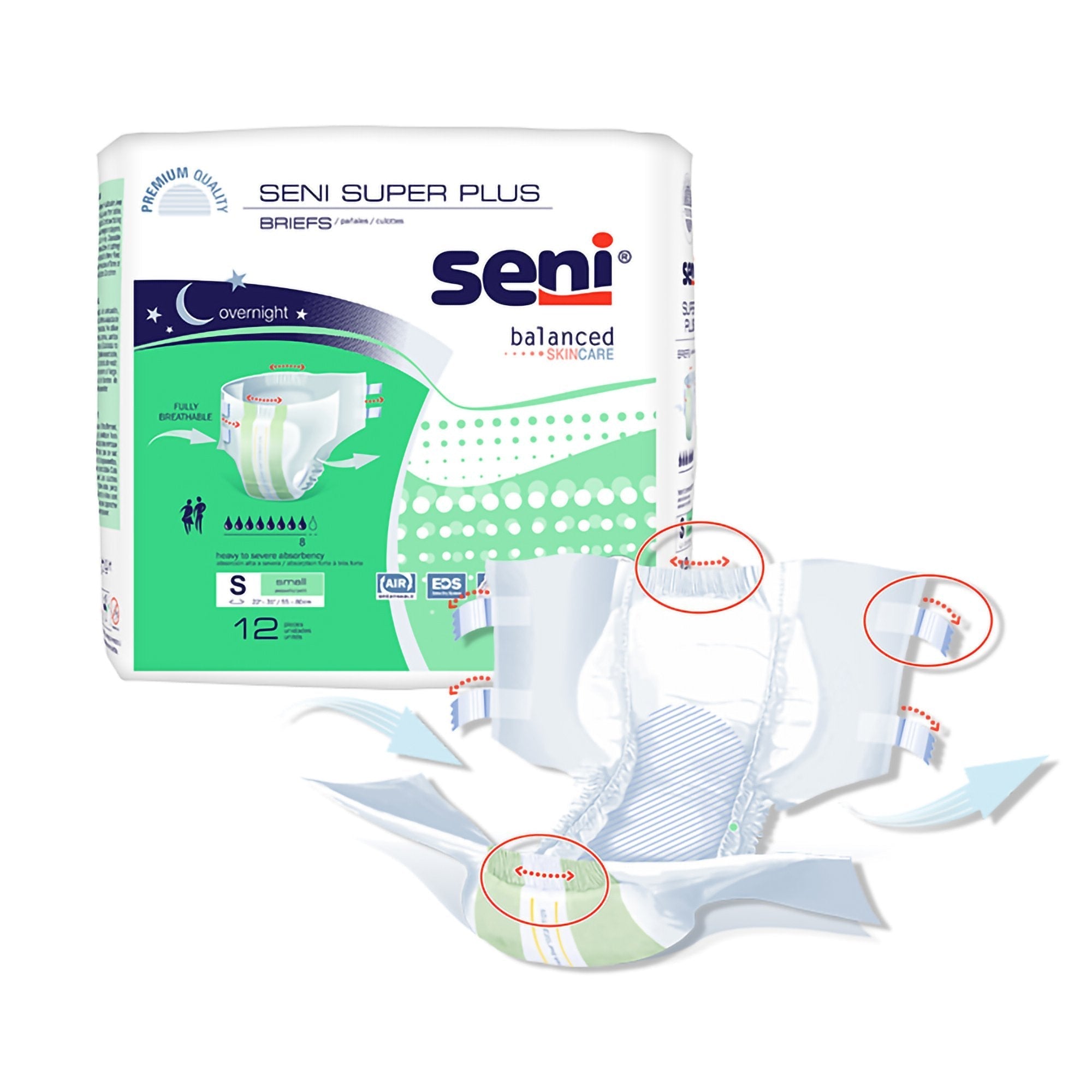 unisex adult incontinence brief seni super plus small disposable heavy absorbency packaging type case