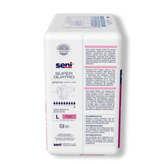 unisex adult incontinence brief seni super quatro large disposable heavy absorbency packaging type case