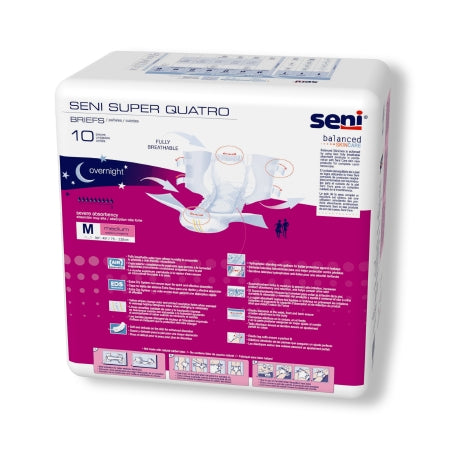unisex adult incontinence brief seni super quatro medium disposable heavy absorbency packaging type case