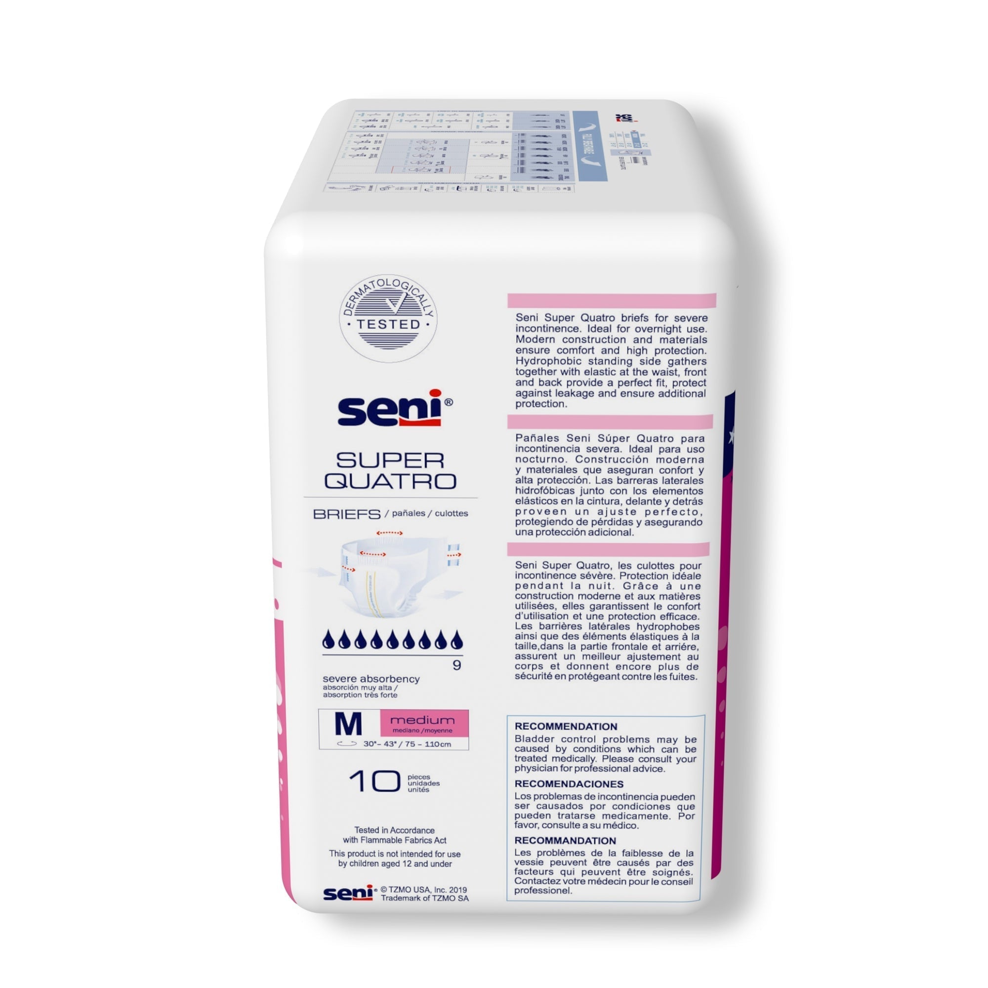unisex adult incontinence brief seni super quatro medium disposable heavy absorbency packaging type case