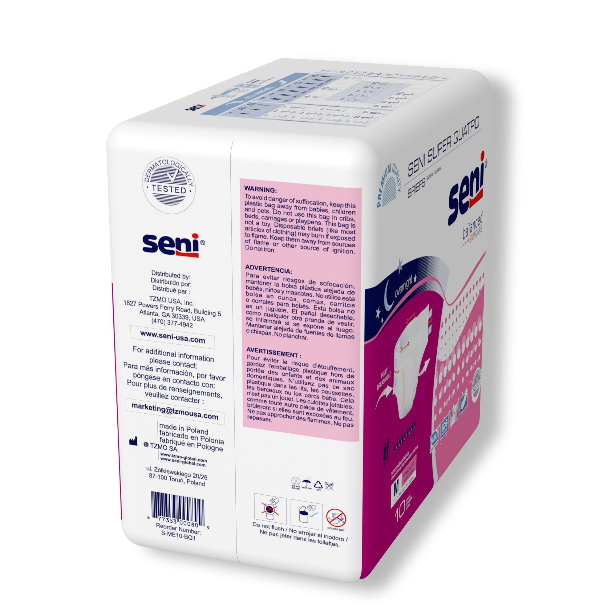 unisex adult incontinence brief seni super quatro medium disposable heavy absorbency packaging type case