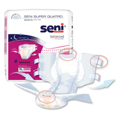 unisex adult incontinence brief seni super quatro x large disposable heavy absorbency packaging type case
