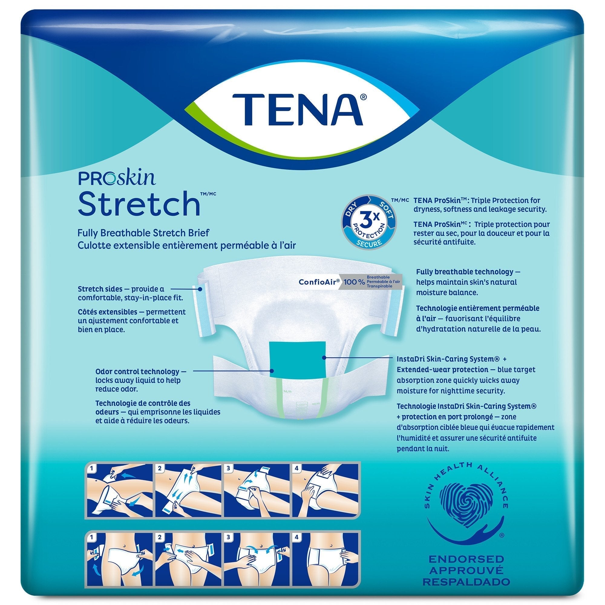 unisex adult incontinence brief tena proskin stretch super 3x large disposable heavy absorbency packaging type case