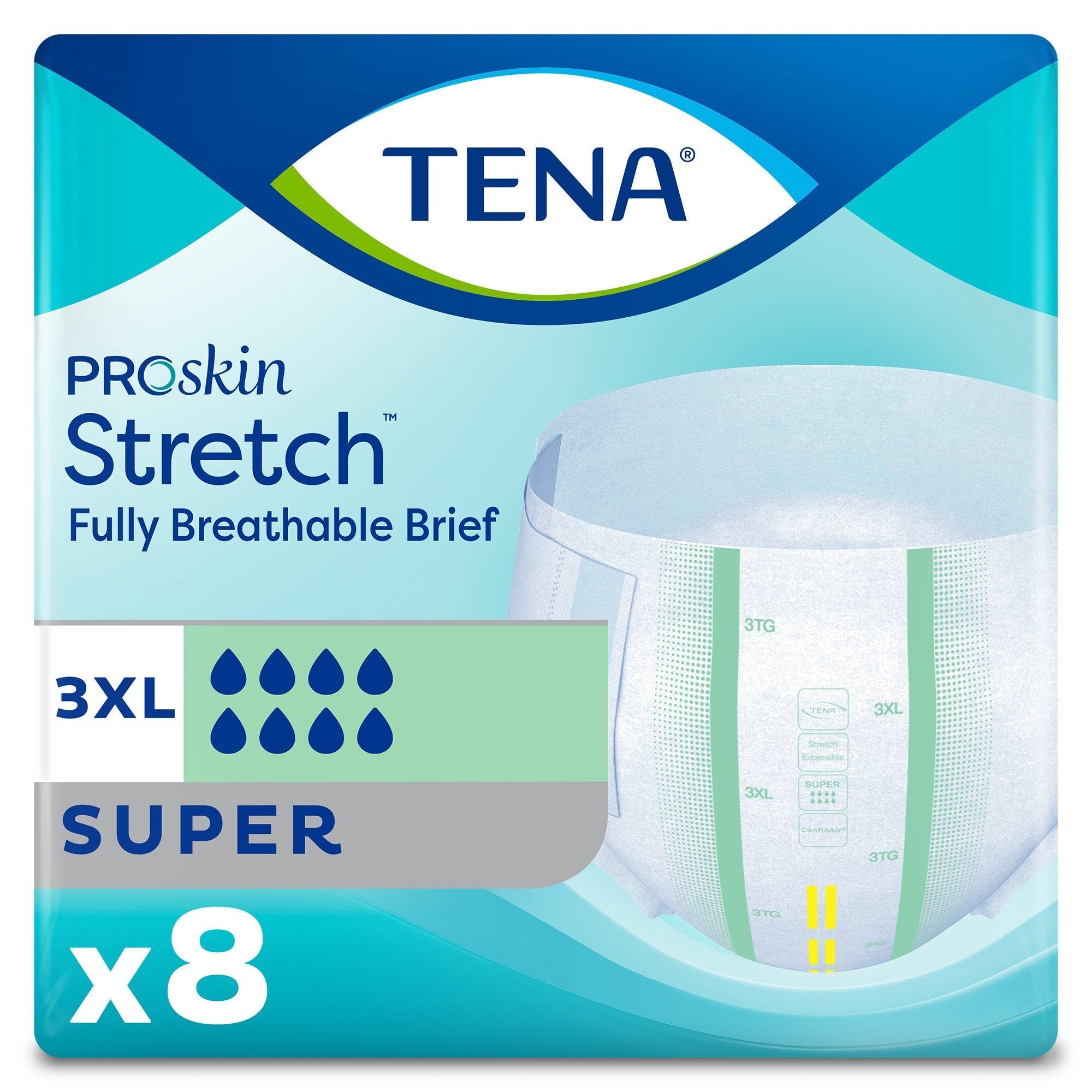 Unisex Adult Incontinence Brief TENA ProSkin Stretch Super 3X Large Disposable Heavy Absorbency