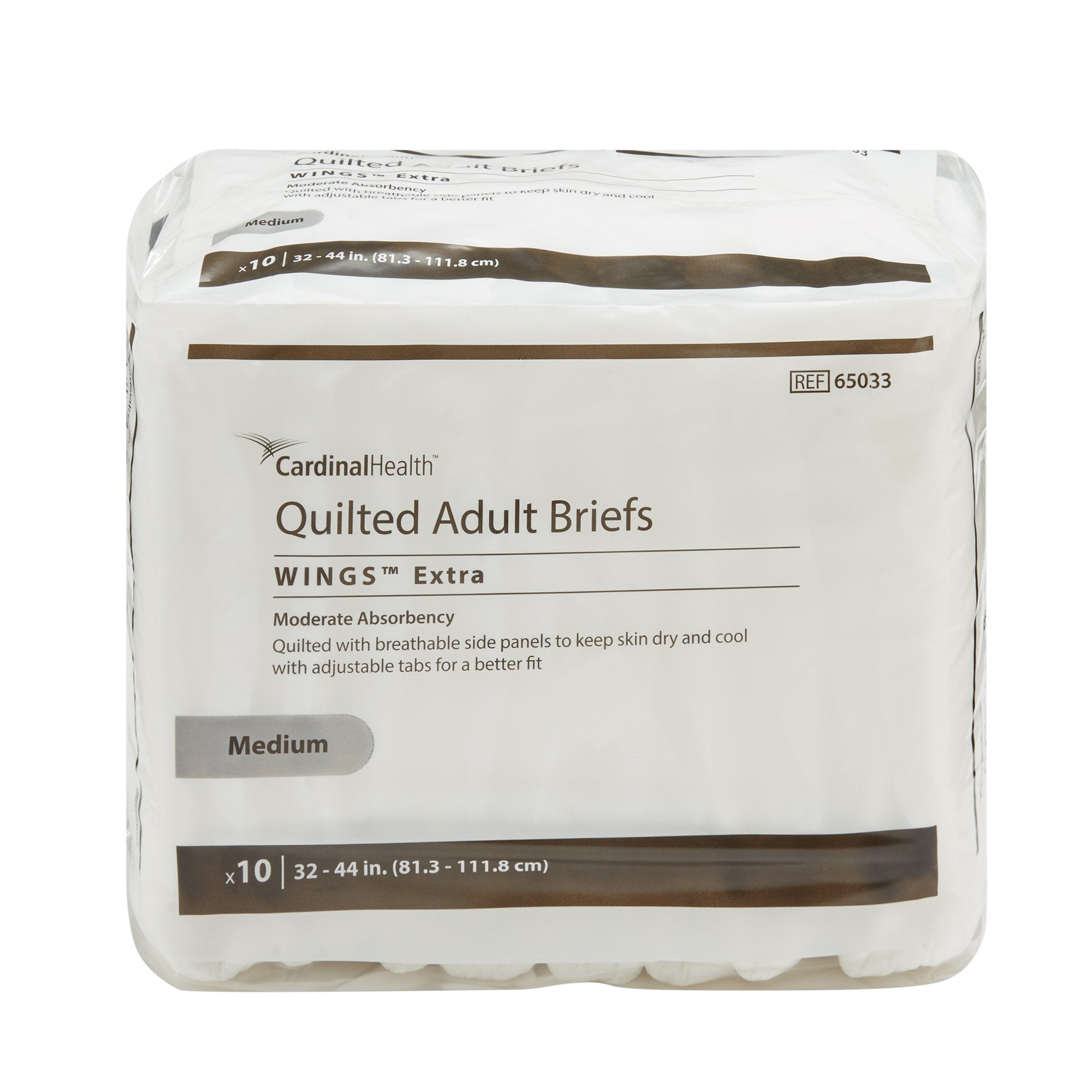 Unisex Adult Incontinence Brief Wings Extra Quilted Medium Disposable Moderate Absorbency
