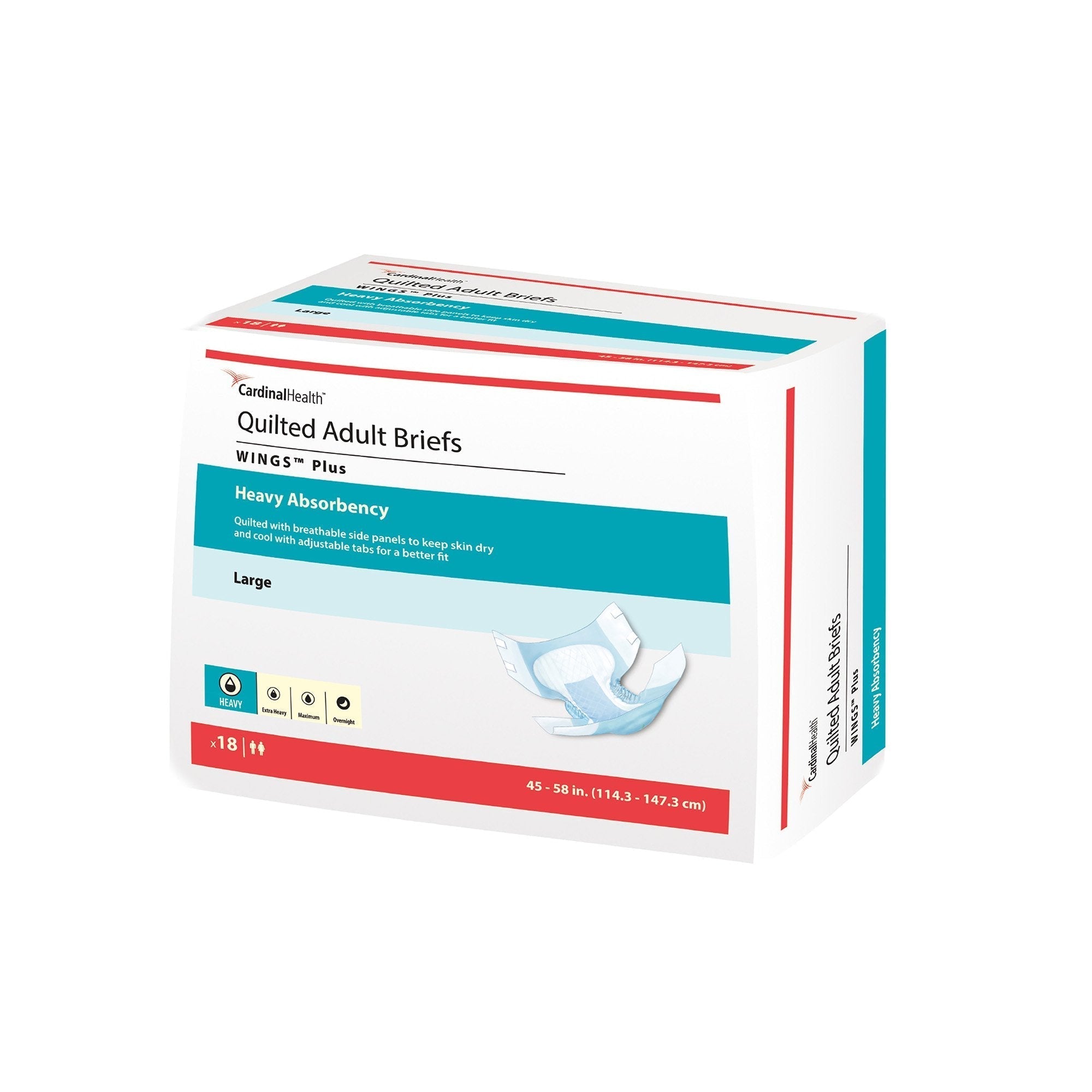 unisex adult incontinence brief wings plus quilted large disposable heavy absorbency packaging type case