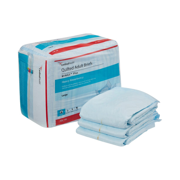 Unisex Adult Incontinence Brief Wings Plus Quilted Large Disposable Heavy Absorbency