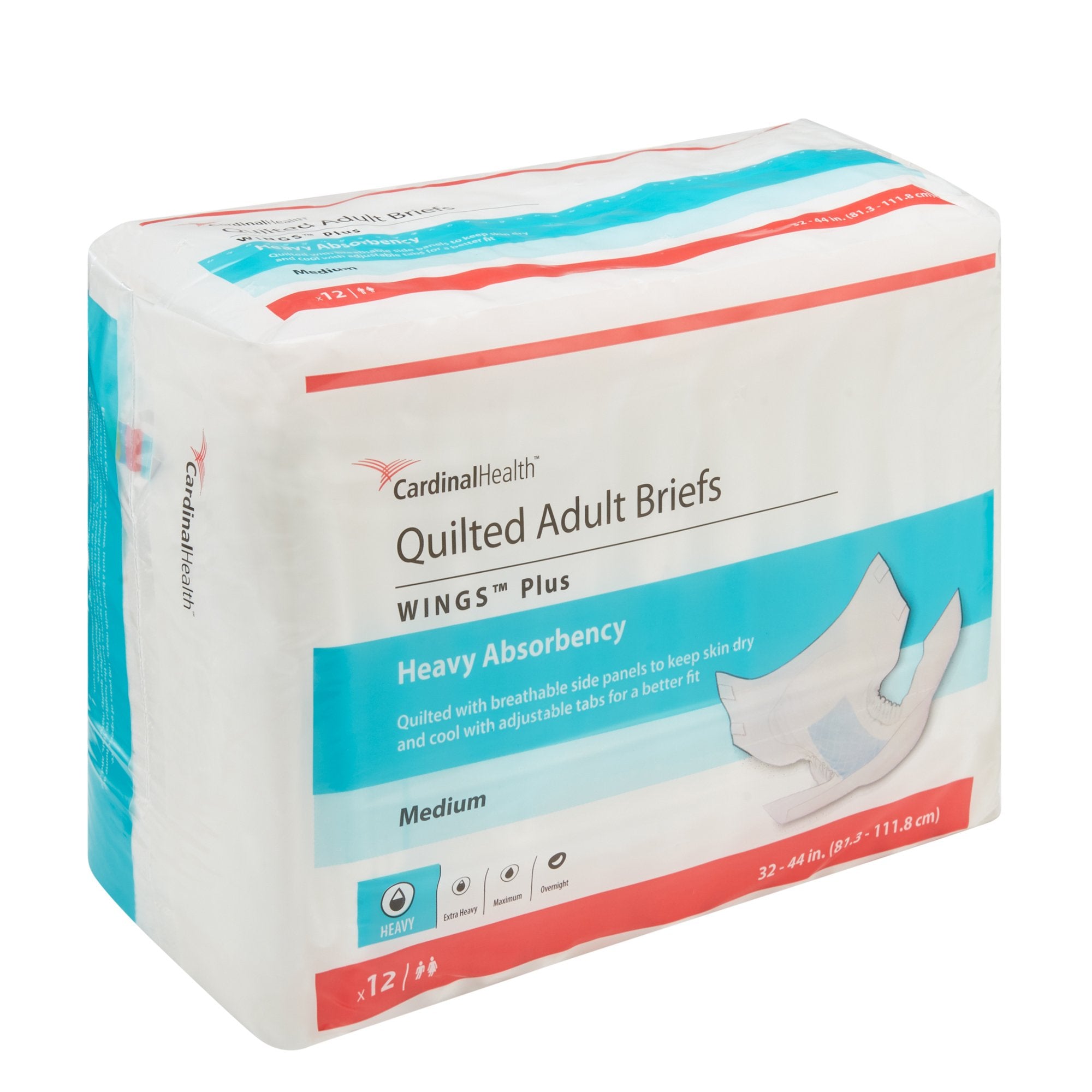 unisex adult incontinence brief wings plus quilted medium disposable heavy absorbency packaging type case