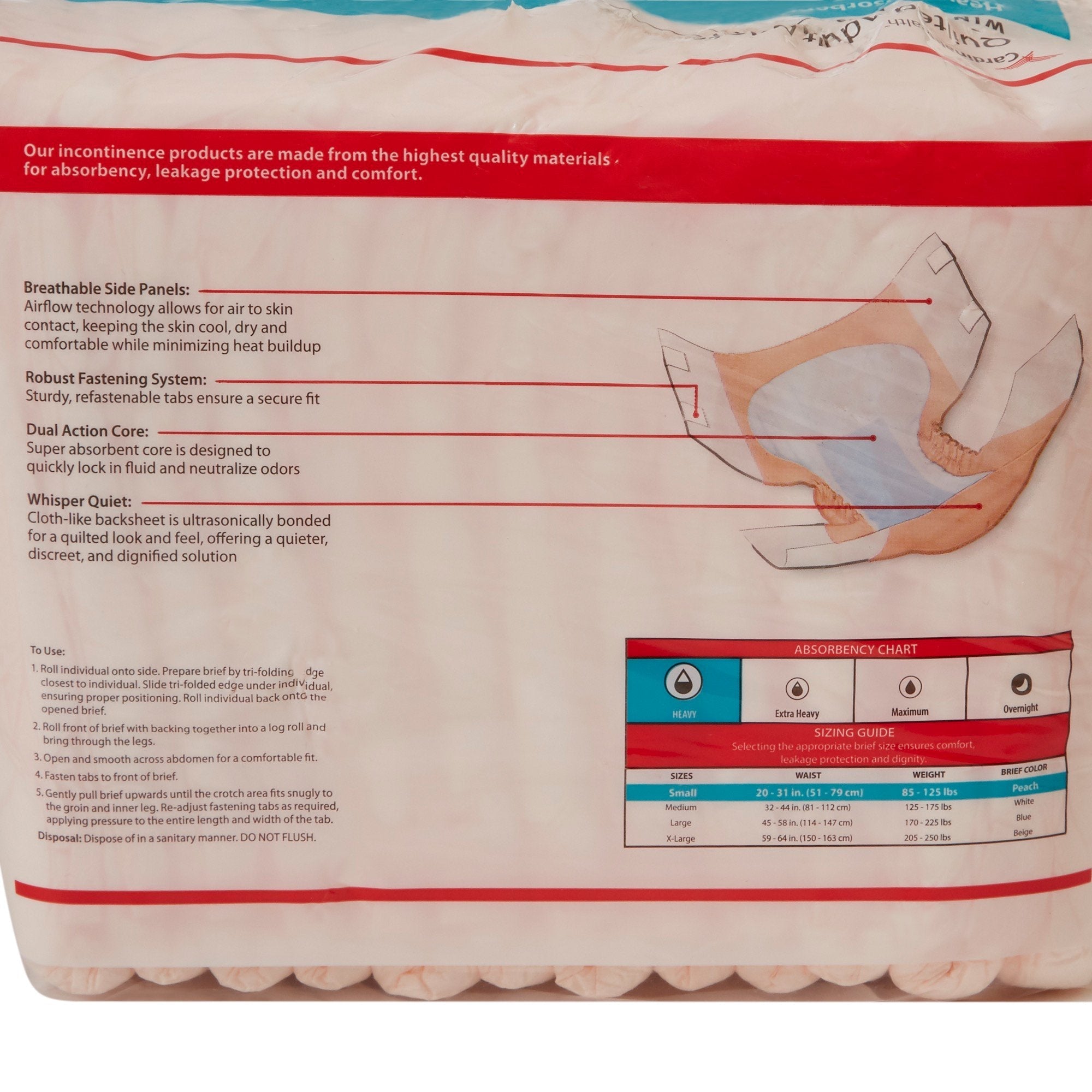 unisex adult incontinence brief wings plus quilted small disposable heavy absorbency packaging type case