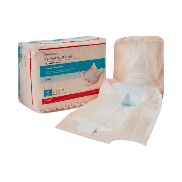Unisex Adult Incontinence Brief Wings Plus Quilted Small Disposable Heavy Absorbency