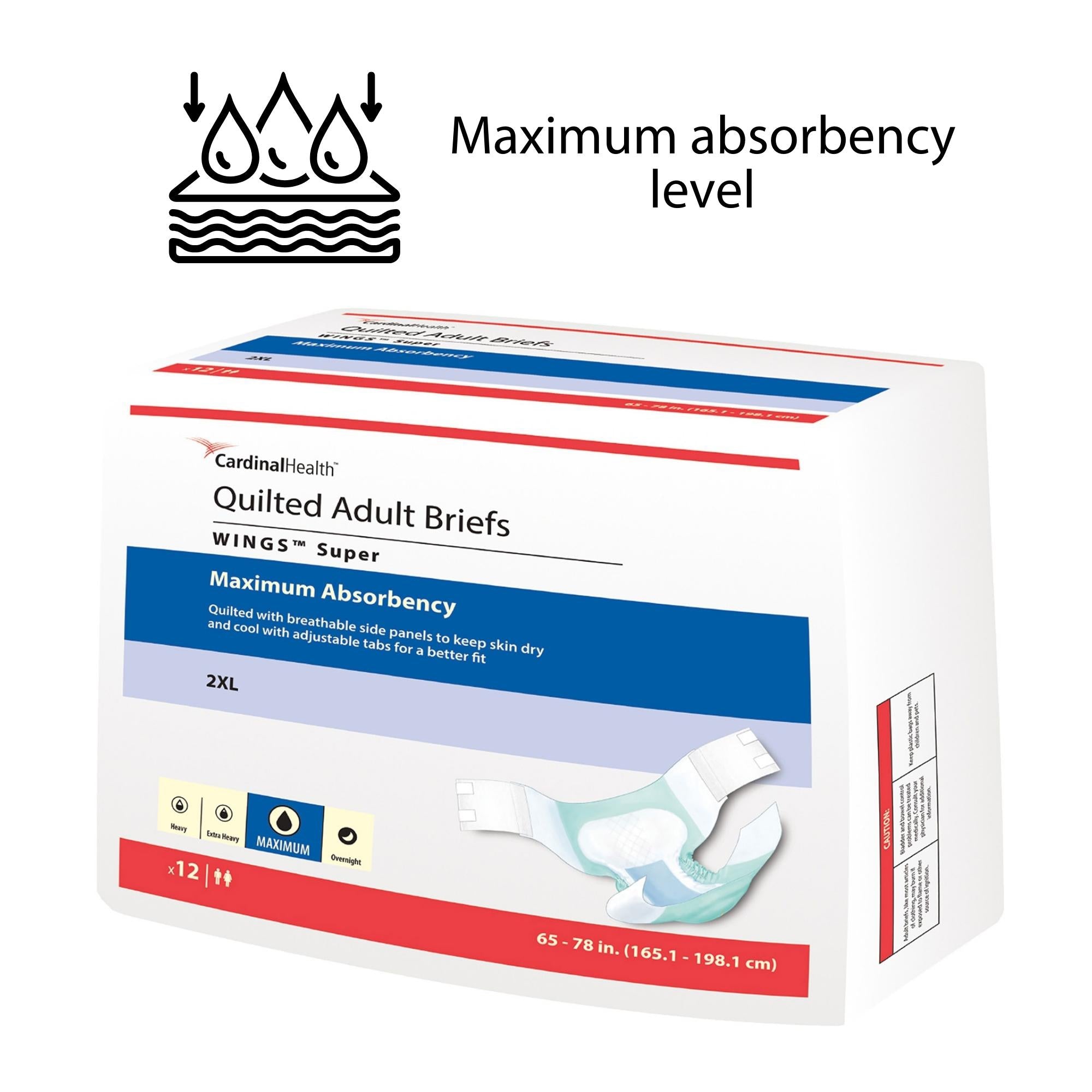 unisex adult incontinence brief wings super quilted 2x large disposable heavy absorbency packaging type case