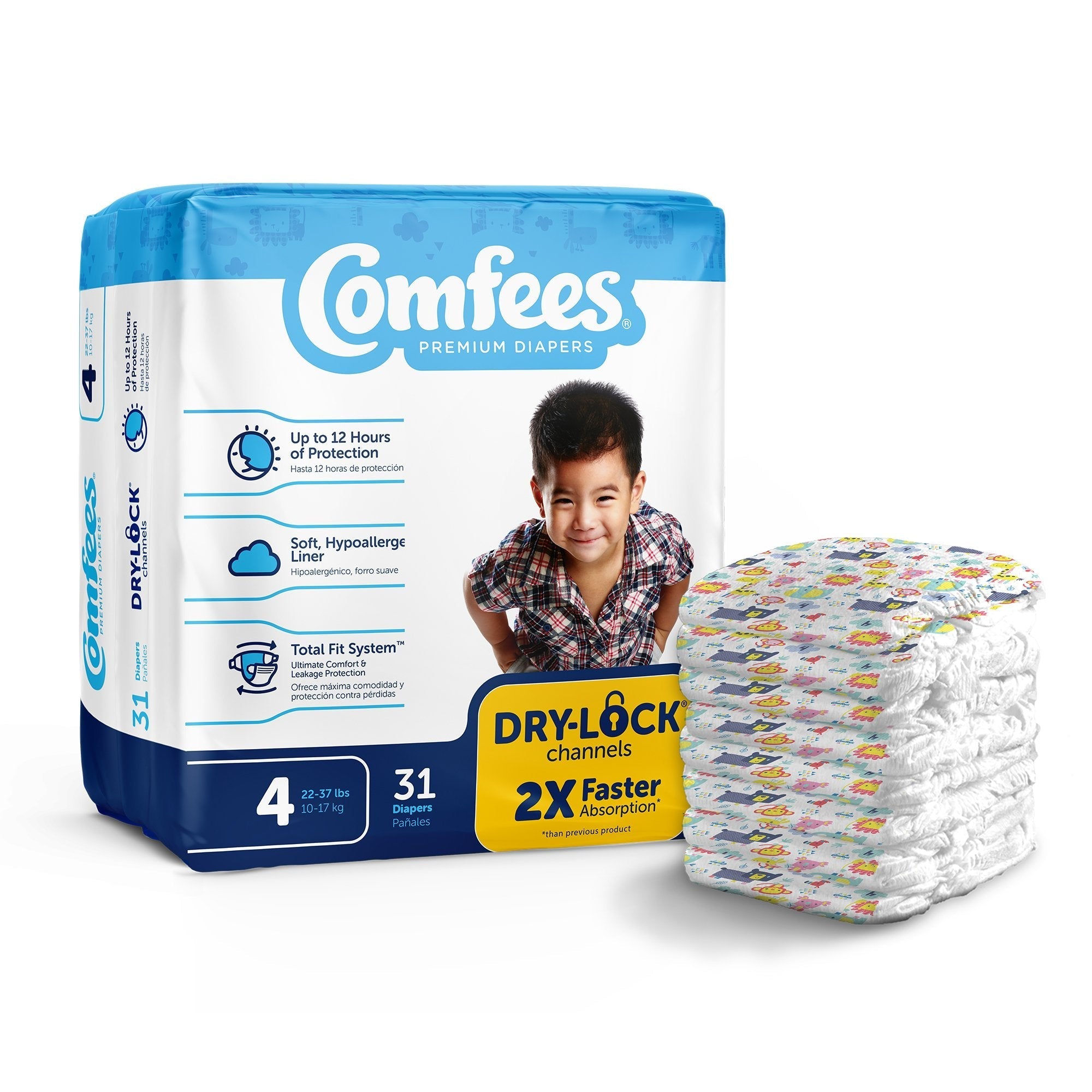 Unisex Baby Diaper Comfees Size 4 Disposable Moderate Absorbency